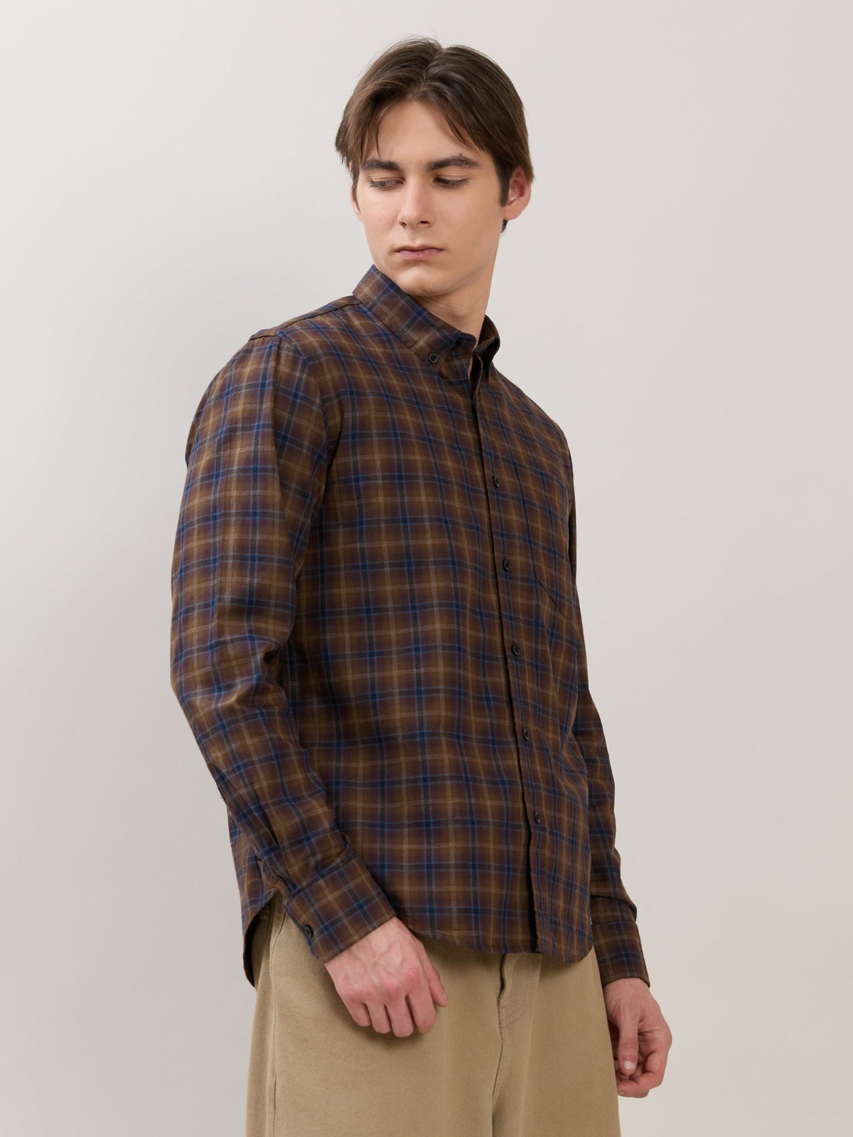 Sanana - Melange Checks Shirt - Brown - Espanshe