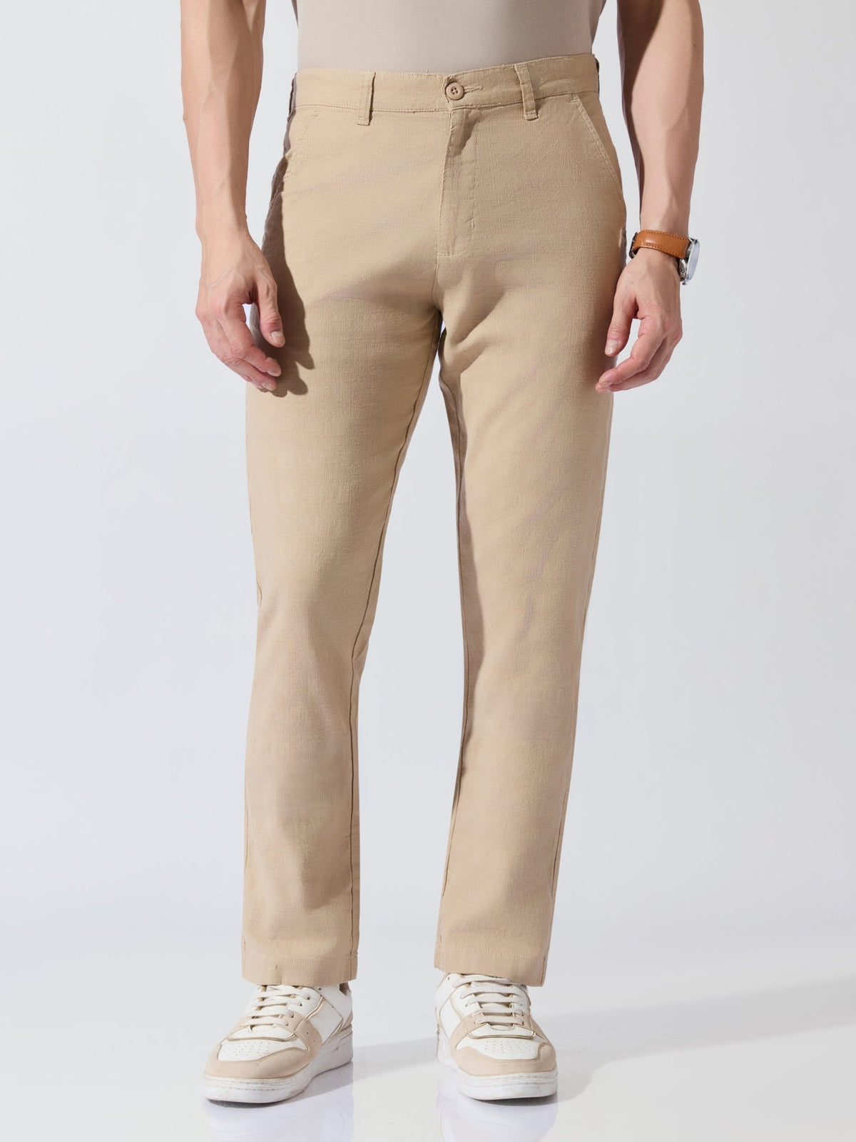 Sira - Slim Fit Cotton Pant - Tan - Espanshe