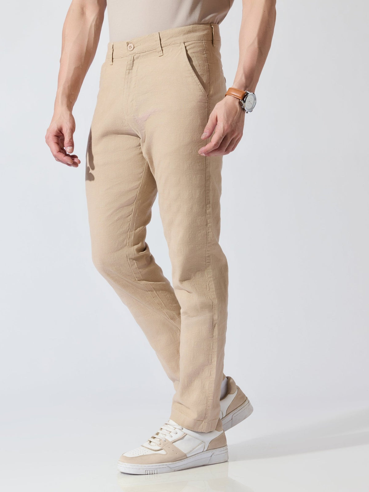 Sira - Slim Fit Cotton Pant - Tan - Espanshe