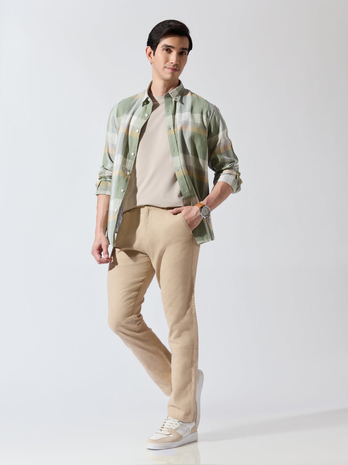 Sira - Slim Fit Cotton Pant - Tan - Espanshe