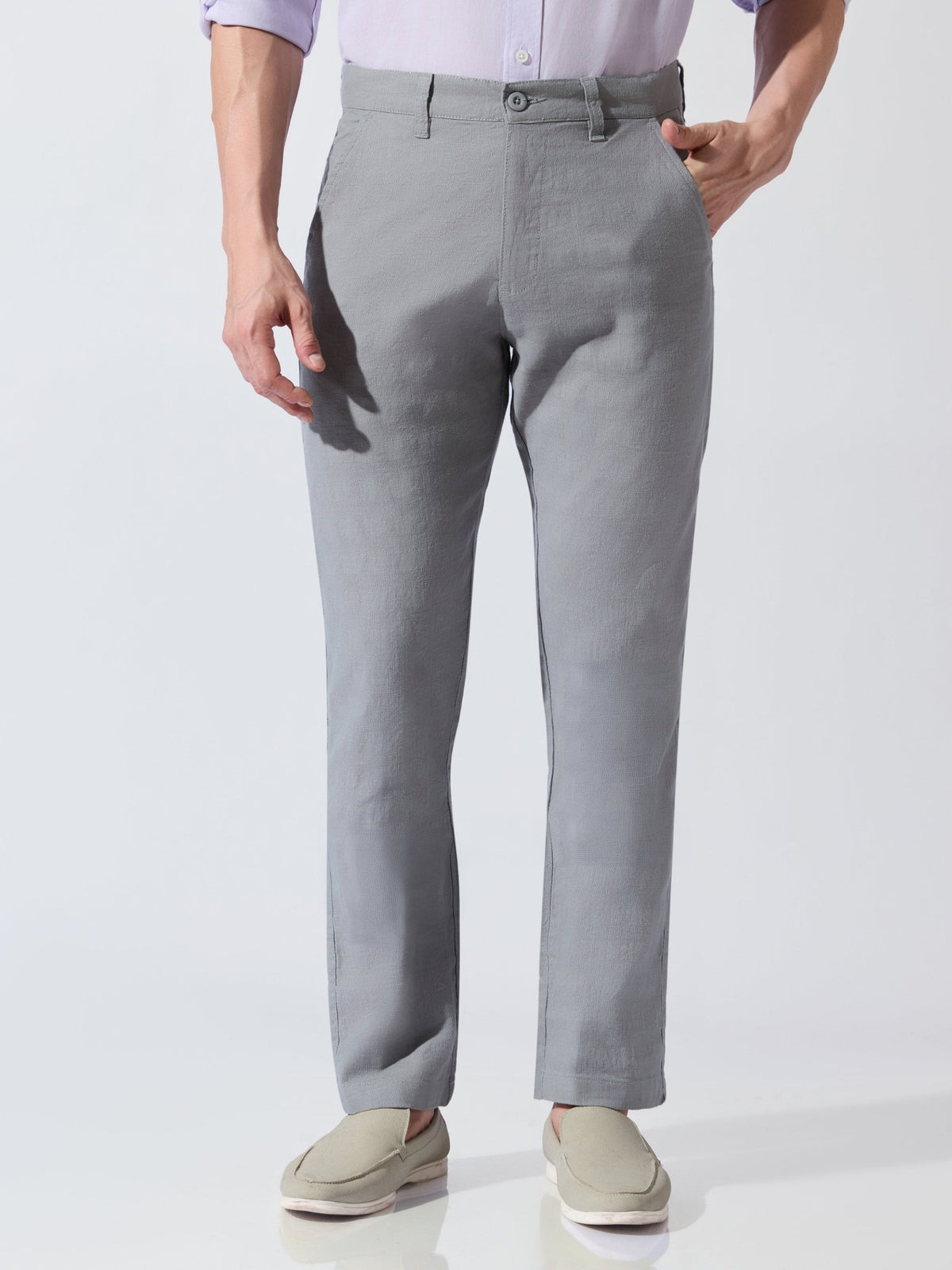 Sira - Slim Fit Cotton Pant - Grey Green - Espanshe