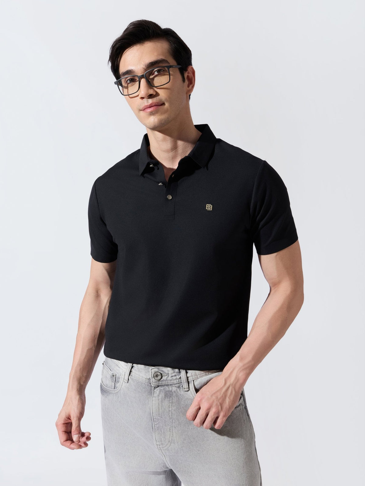 Solaris Bloom - Black Regular Fit Polo T-Shirt - Espanshe