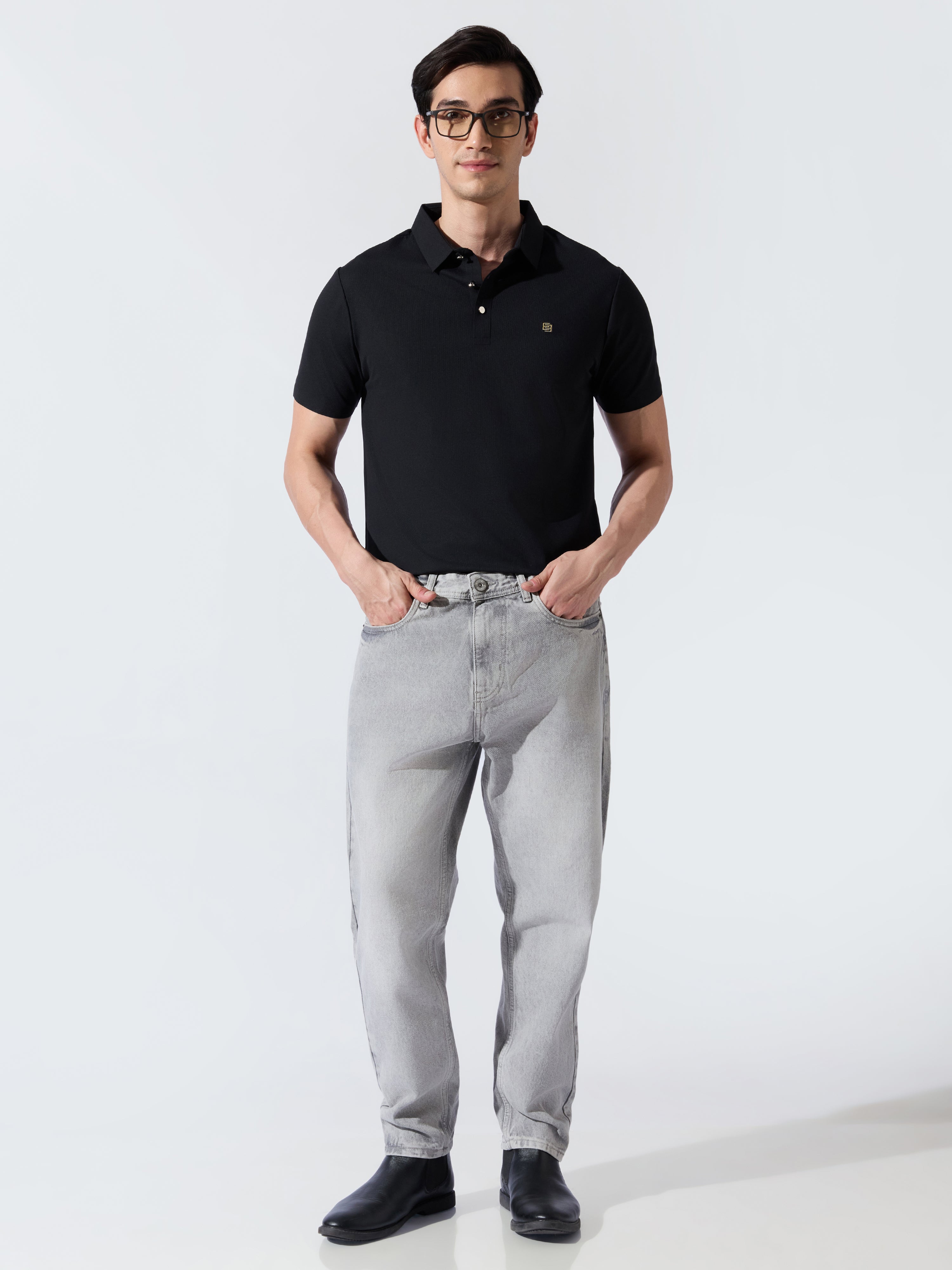 Solaris Bloom - Black Regular Fit Polo T-Shirt