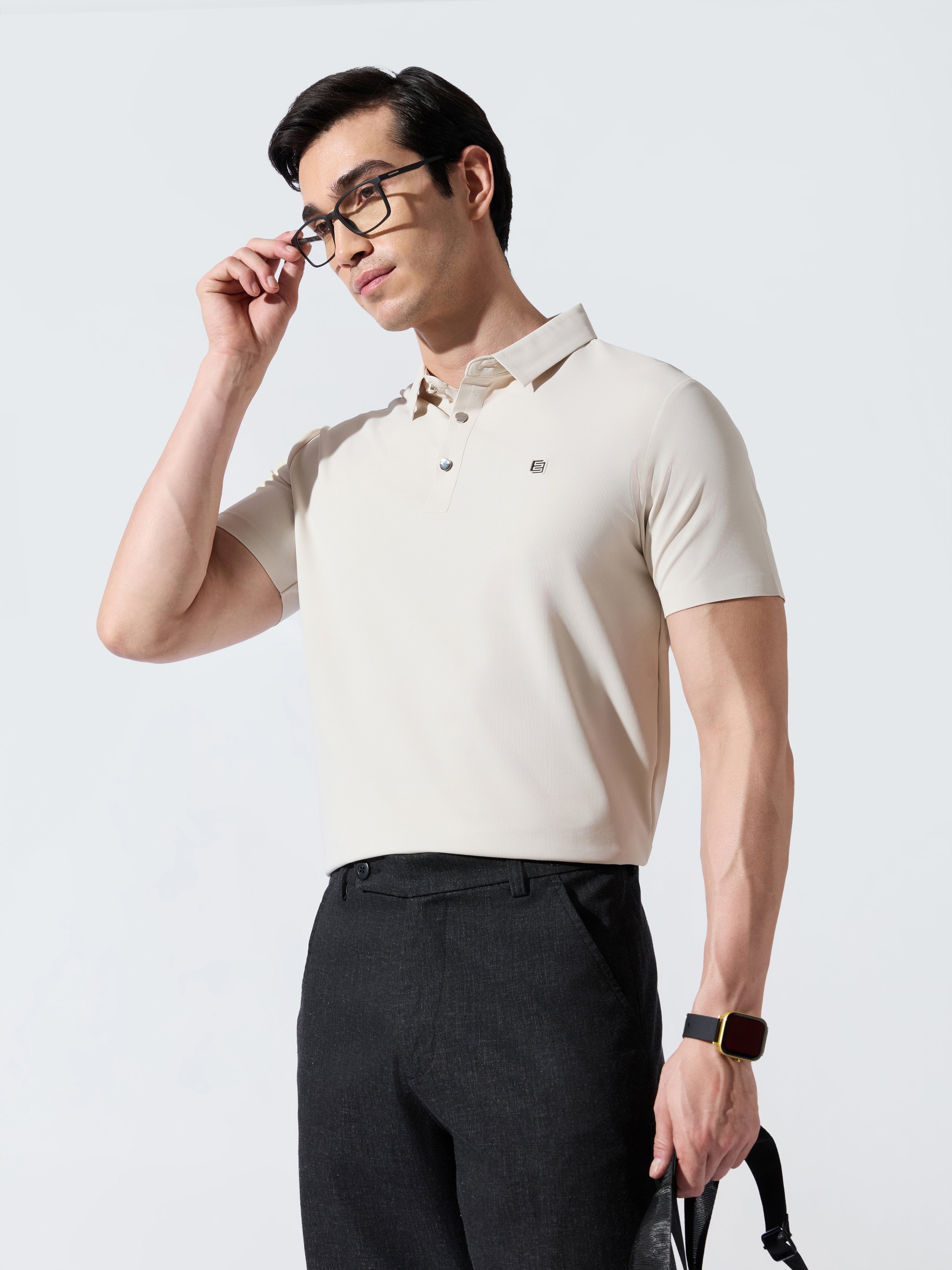 Solaris Bloom - Cream Regular Fit Polo T-Shirt