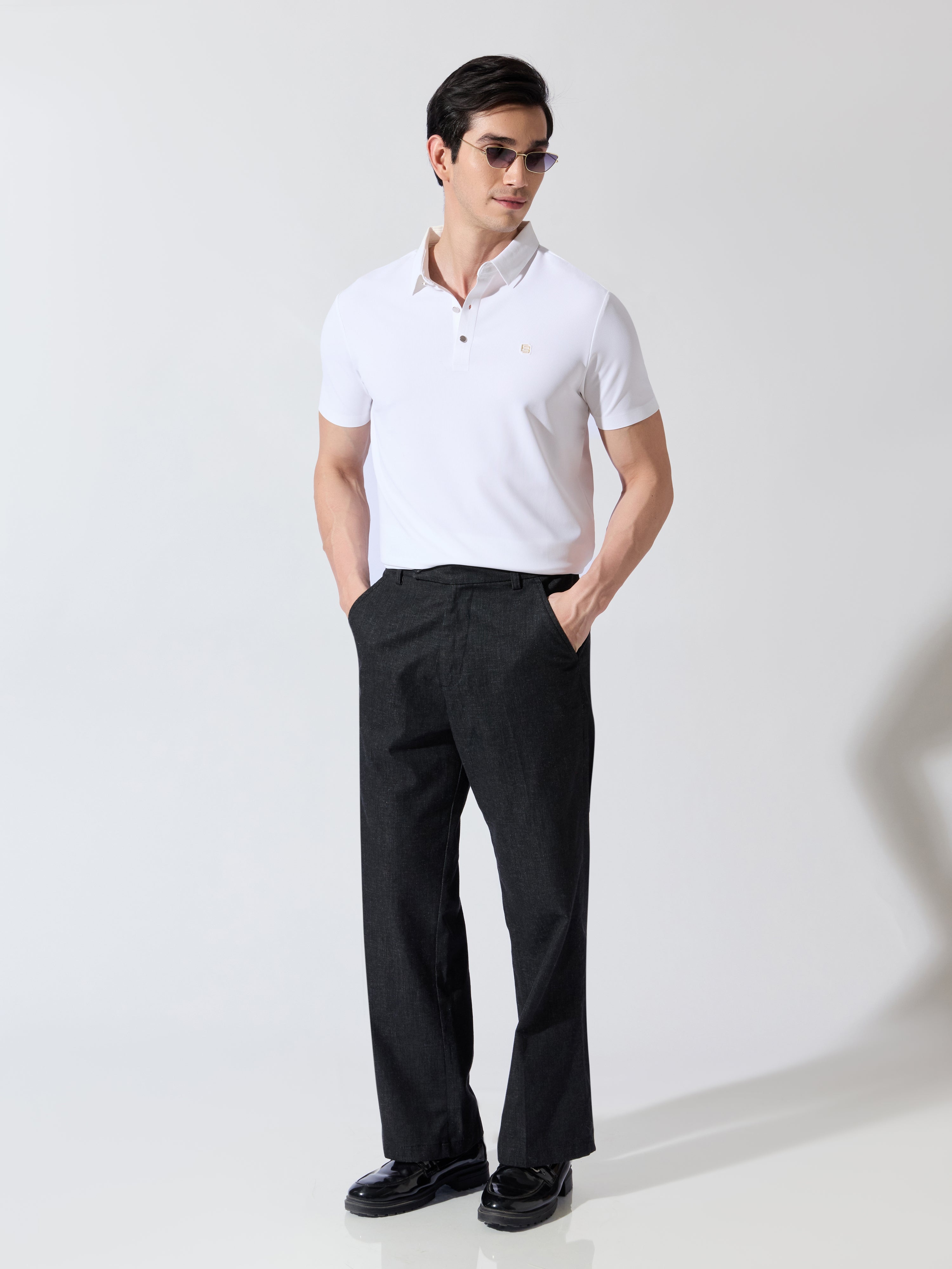 Solaris Bloom - White Regular Fit Polo T-Shirt