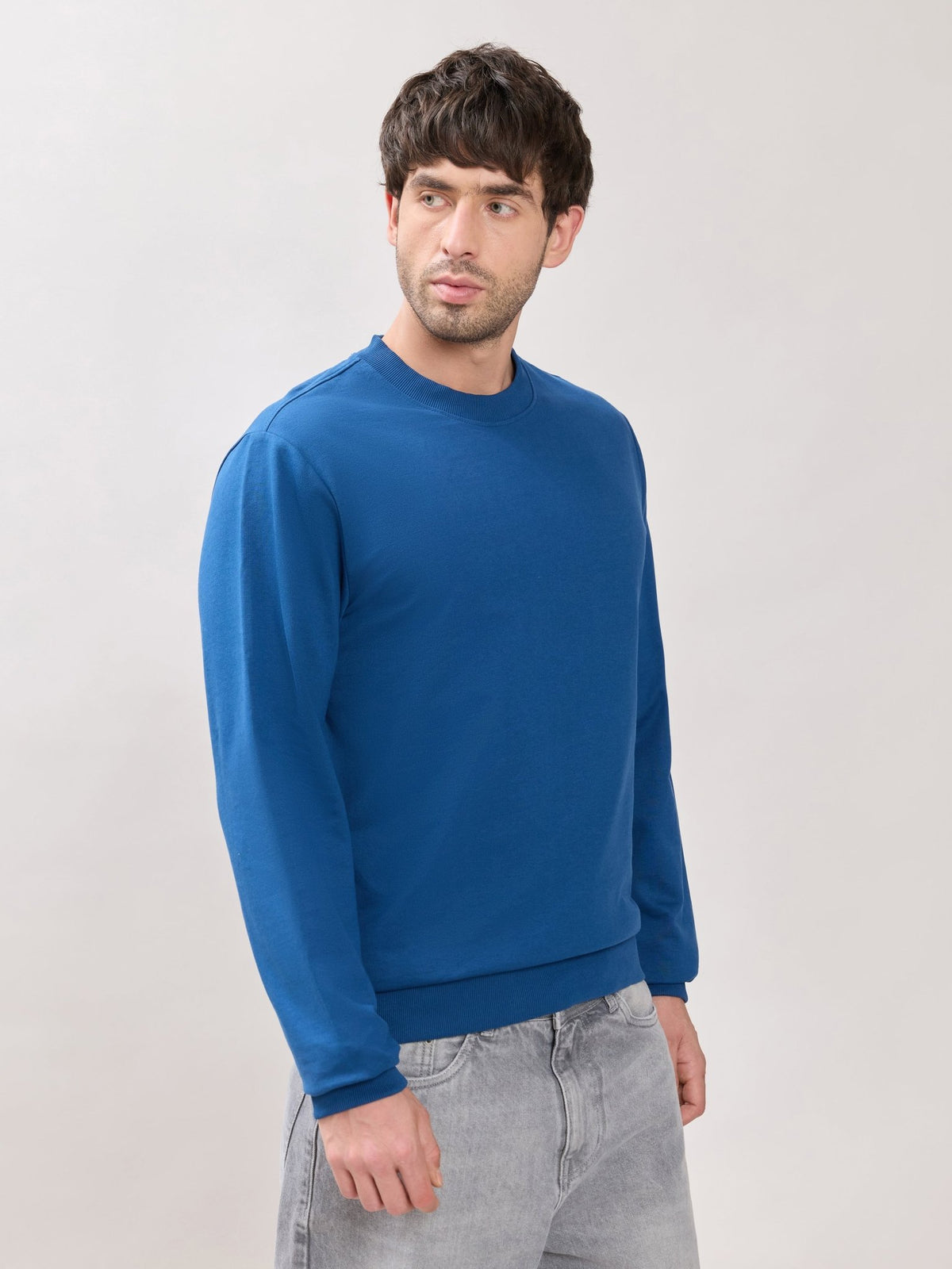 Stanwick - Slim Fit Dark Blue Crew Neck Sweater - Espanshe