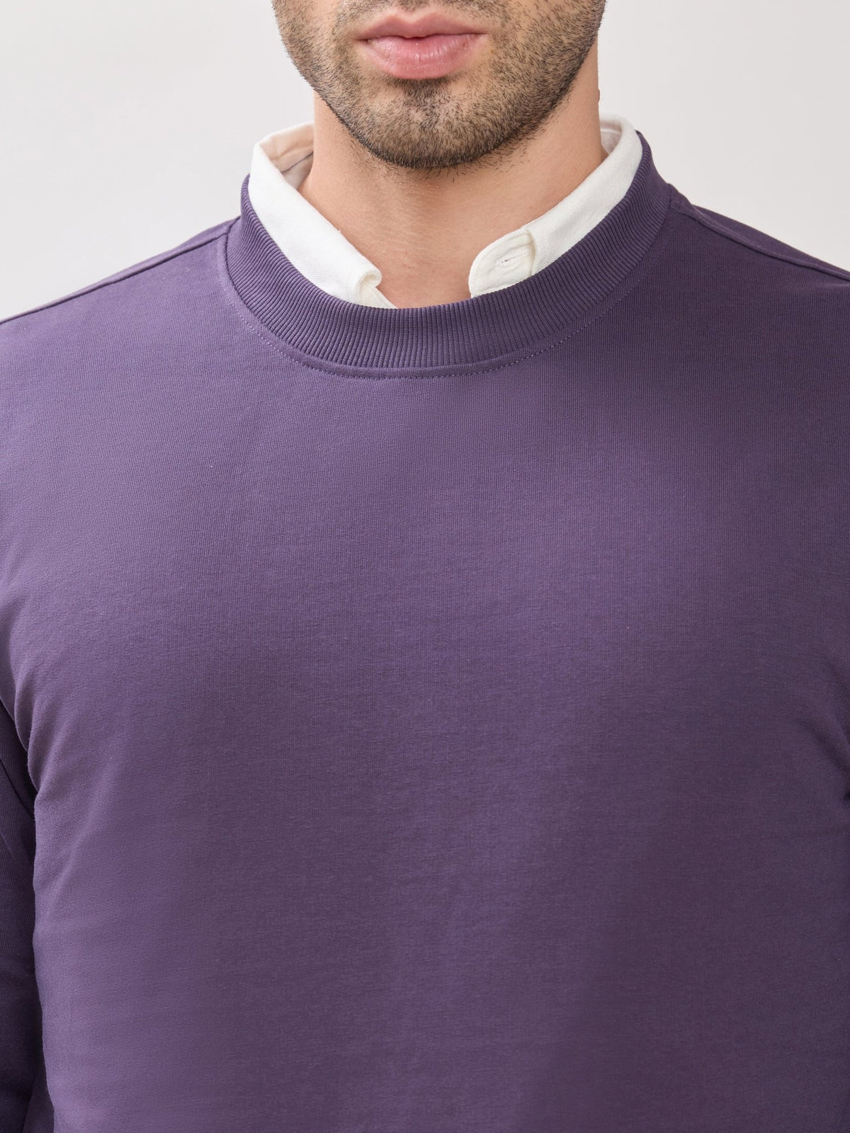 Stanwick - Slim Fit Purple Crew Neck Sweater - Espanshe