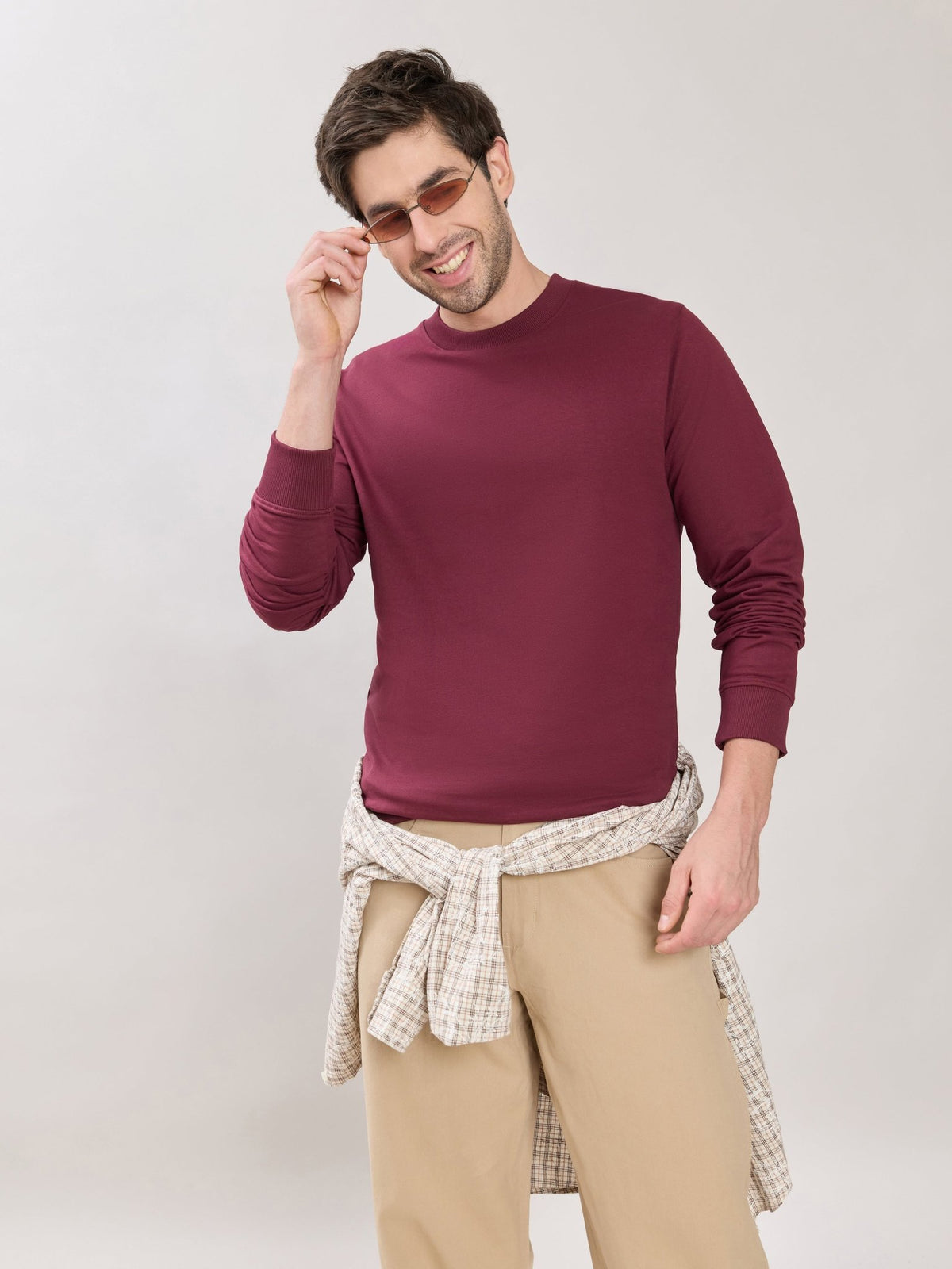 Stanwick - Slim Fit Maroon Crew Neck Sweater - Espanshe