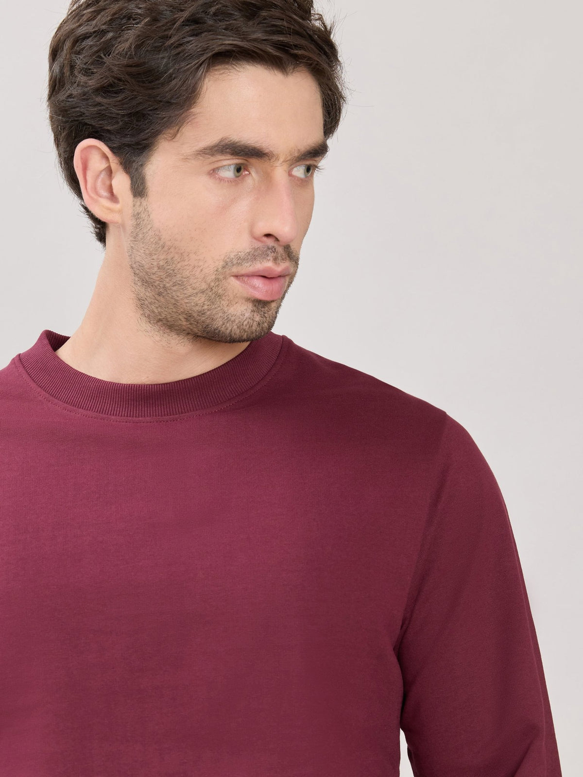 Stanwick - Slim Fit Maroon Crew Neck Sweater - Espanshe