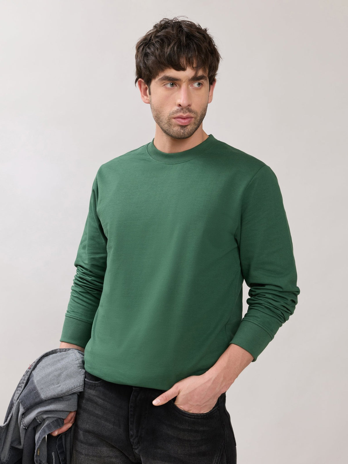 Stanwick - Slim Fit Green Crew Neck Sweater - Espanshe