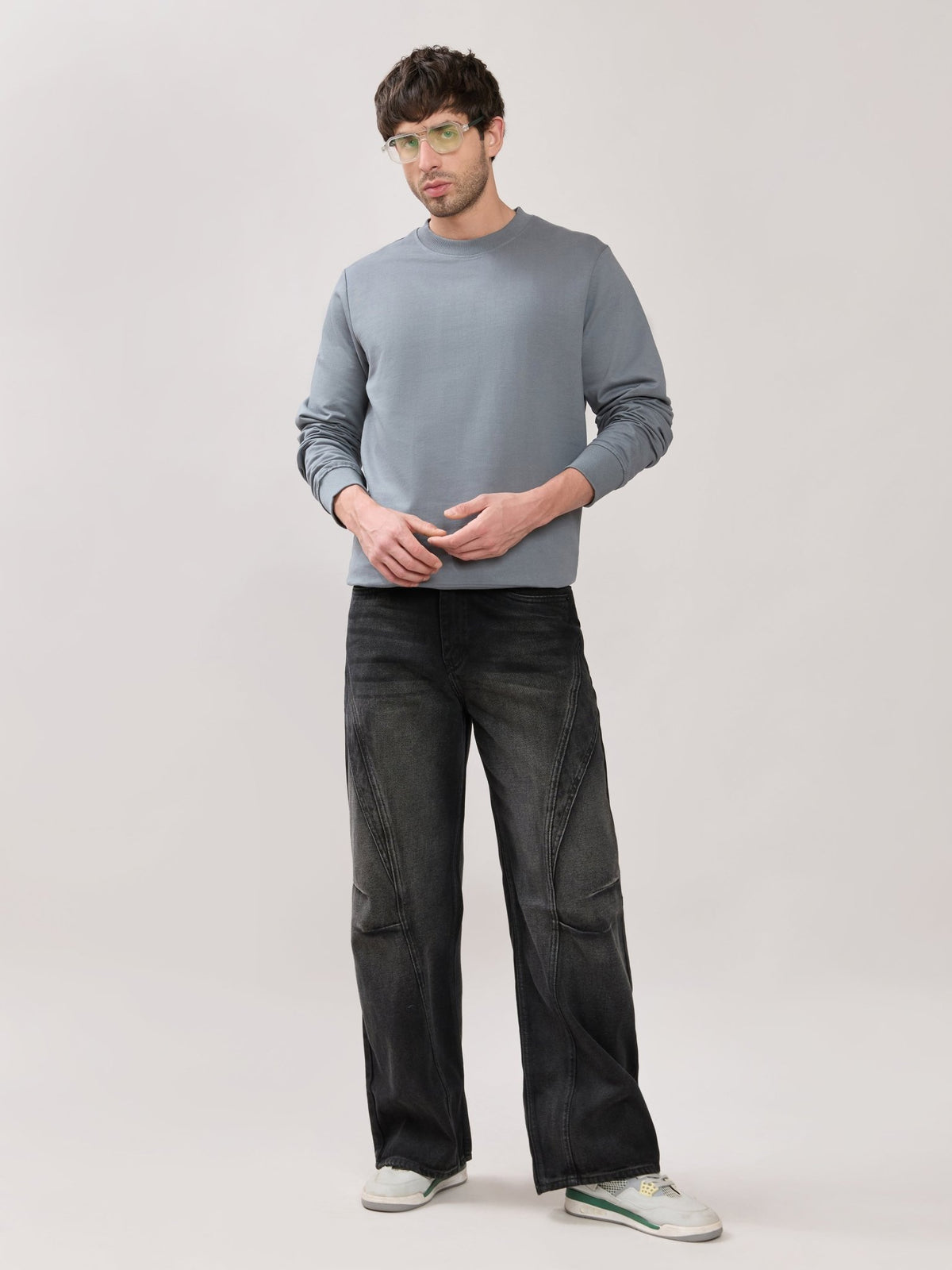 Stanwick - Slim Fit Grey Crew Neck Sweater - Espanshe