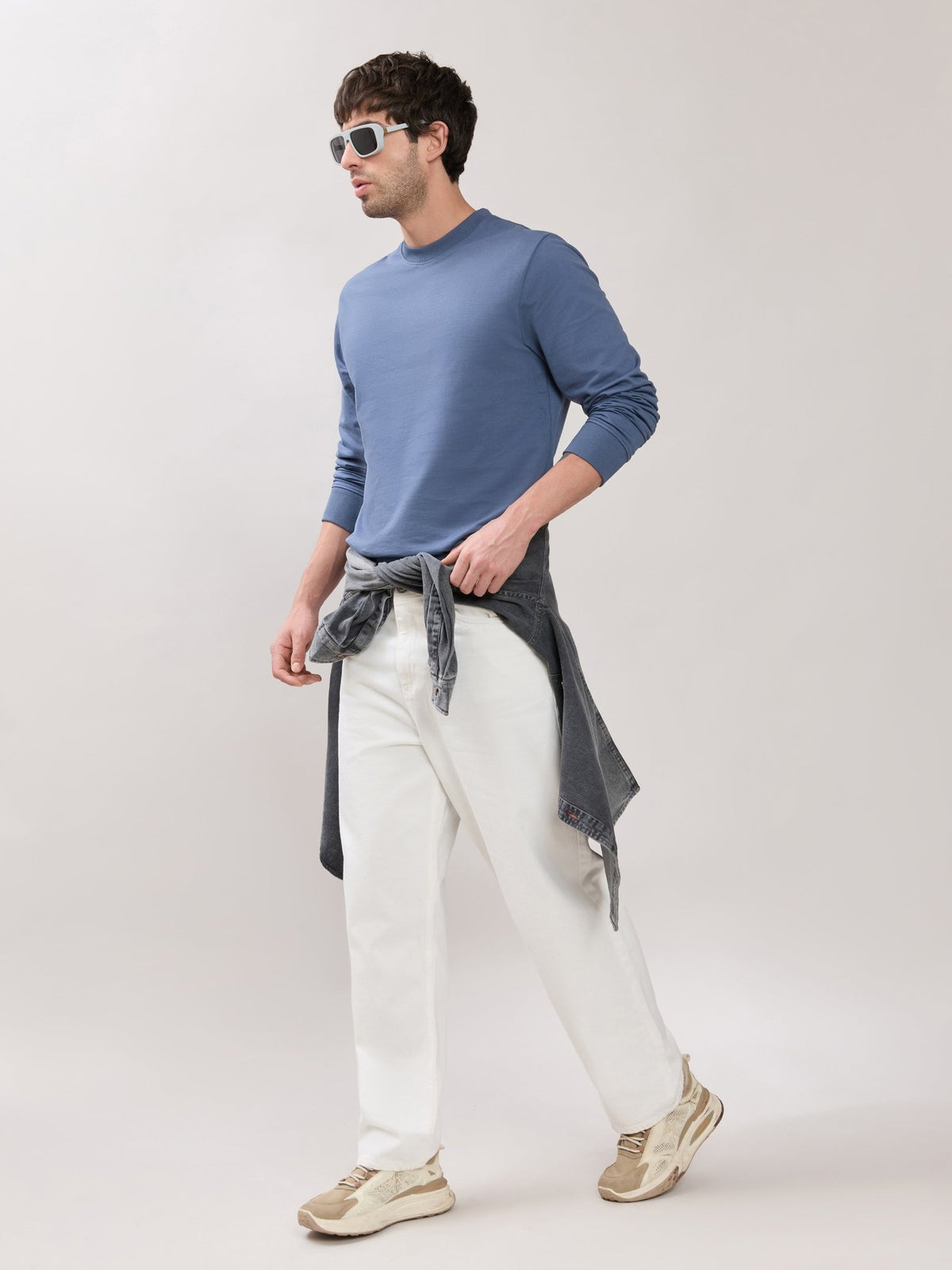 Stanwick - Slim Fit Blue Crew Neck Sweater - Espanshe