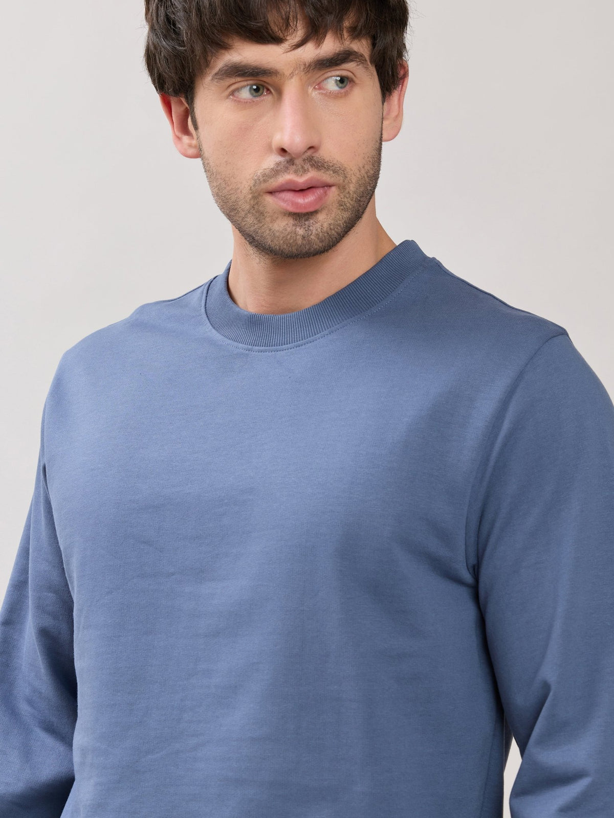 Stanwick - Slim Fit Blue Crew Neck Sweater - Espanshe
