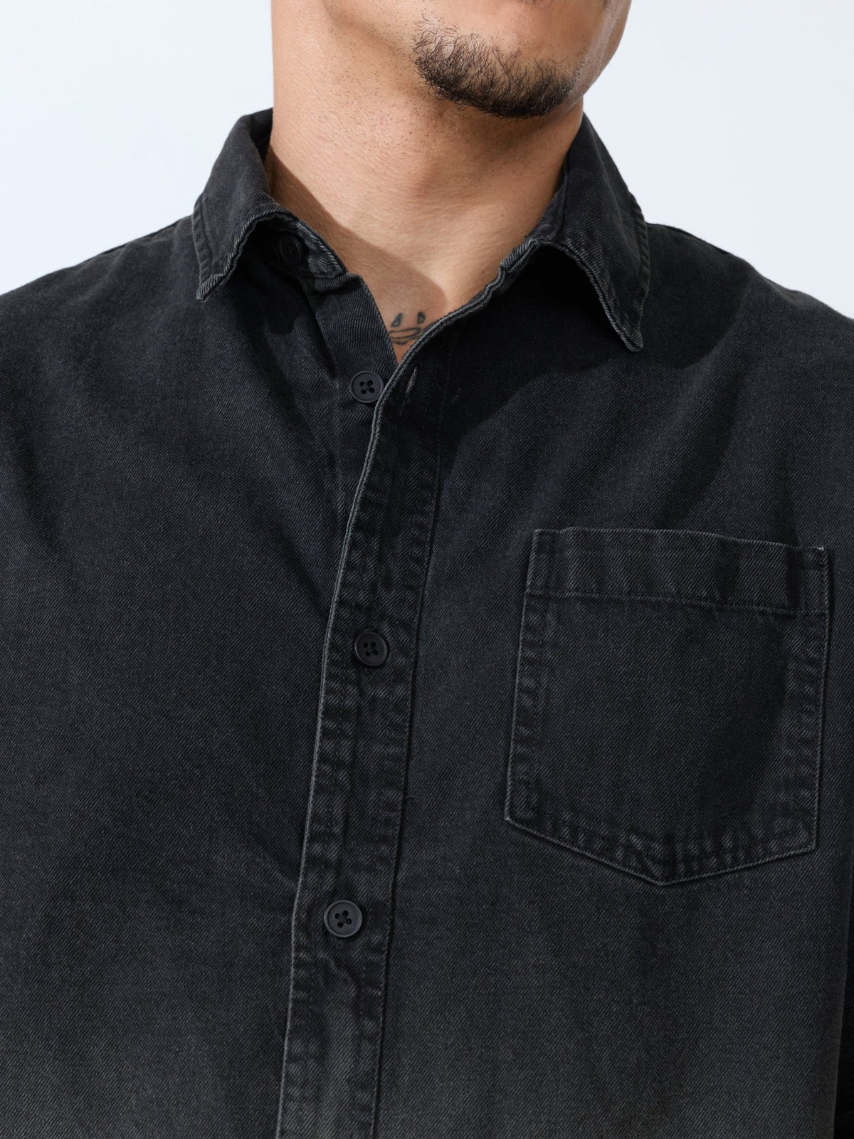 Vapor Wave - Ombre Denim Shirt - Black - Espanshe