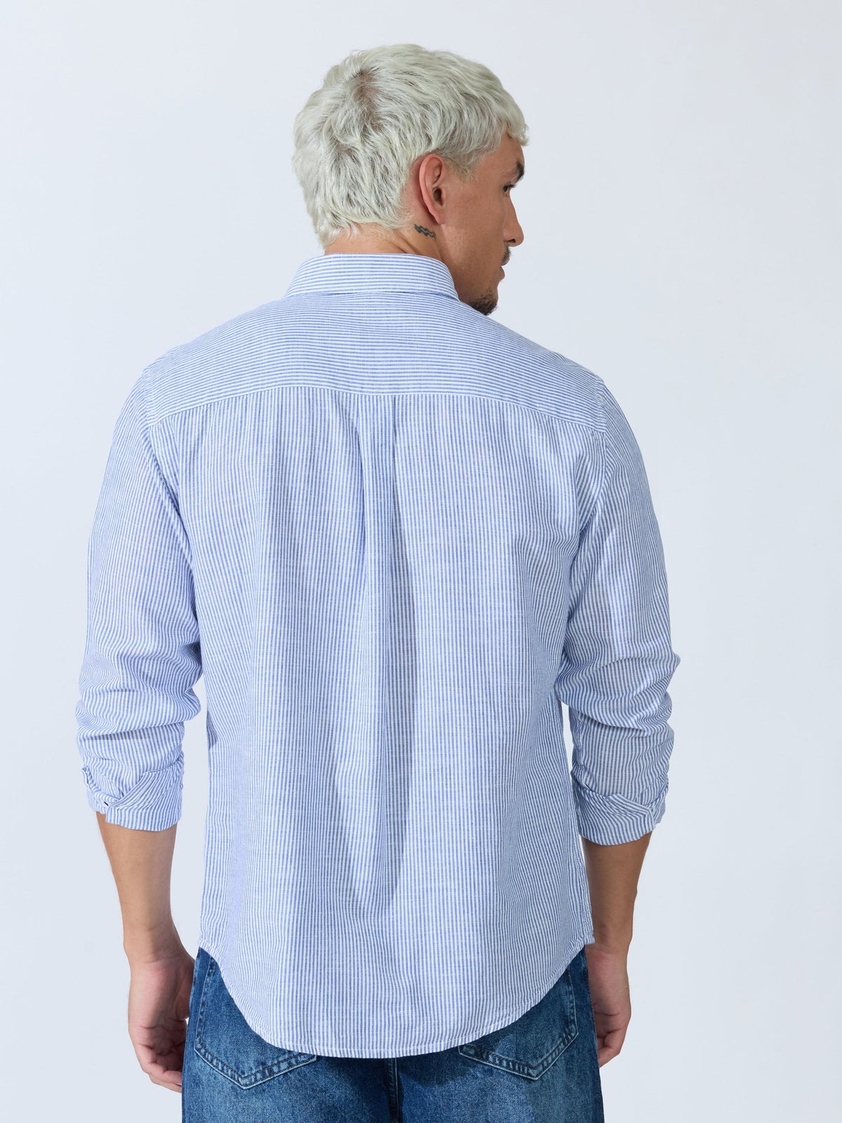 Vodo - Linen Micro Stripe Shirt - Blue - Espanshe