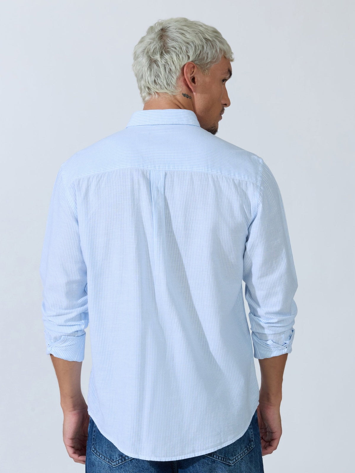 Vodo - Linen Micro Stripe Shirt - Light Blue - Espanshe