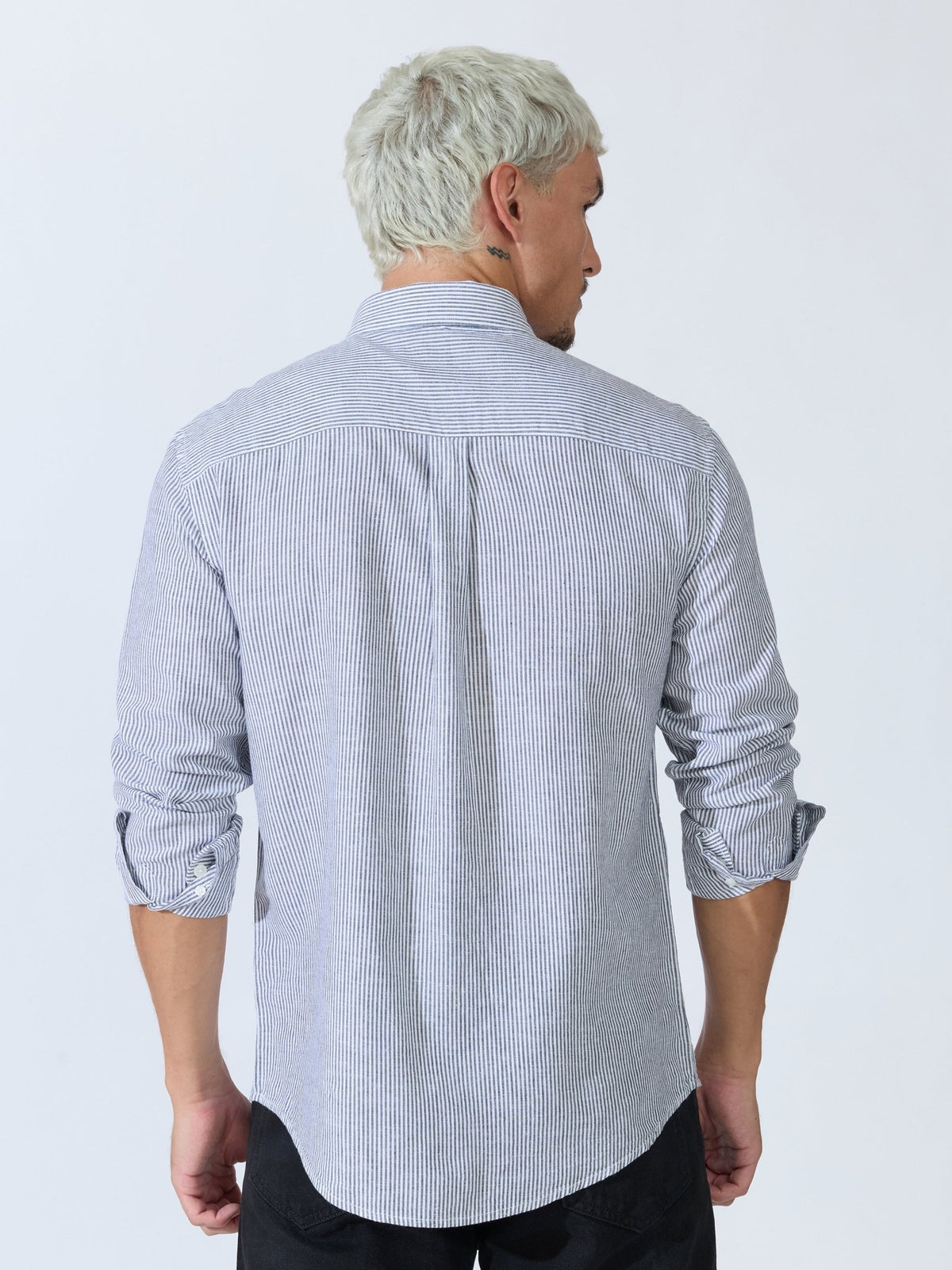 Vodo - Linen Micro Stripe Shirt - Grey - Espanshe
