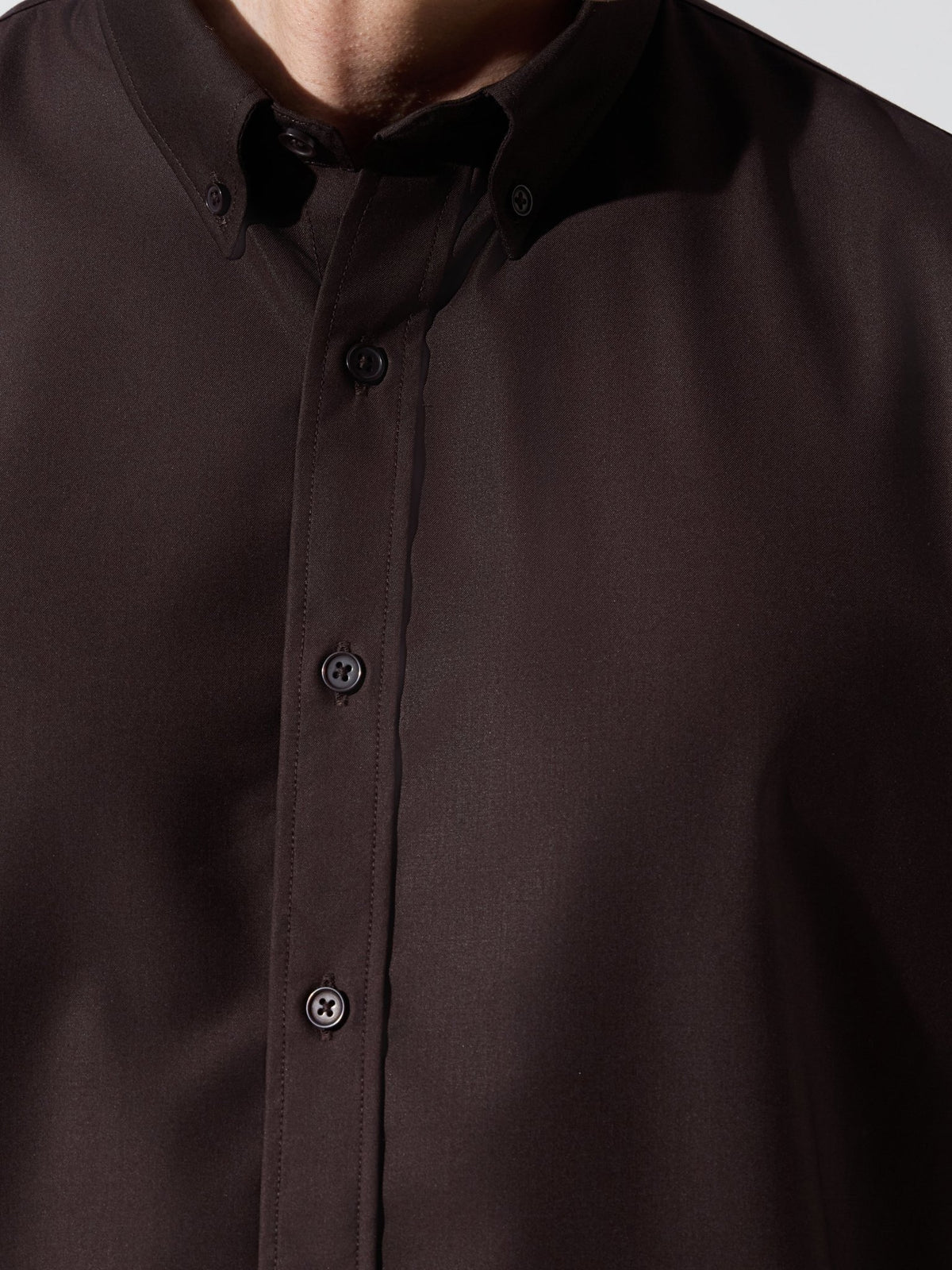 Vosha - Relaxed Fit Plain Shirt - Dark Brown - Espanshe