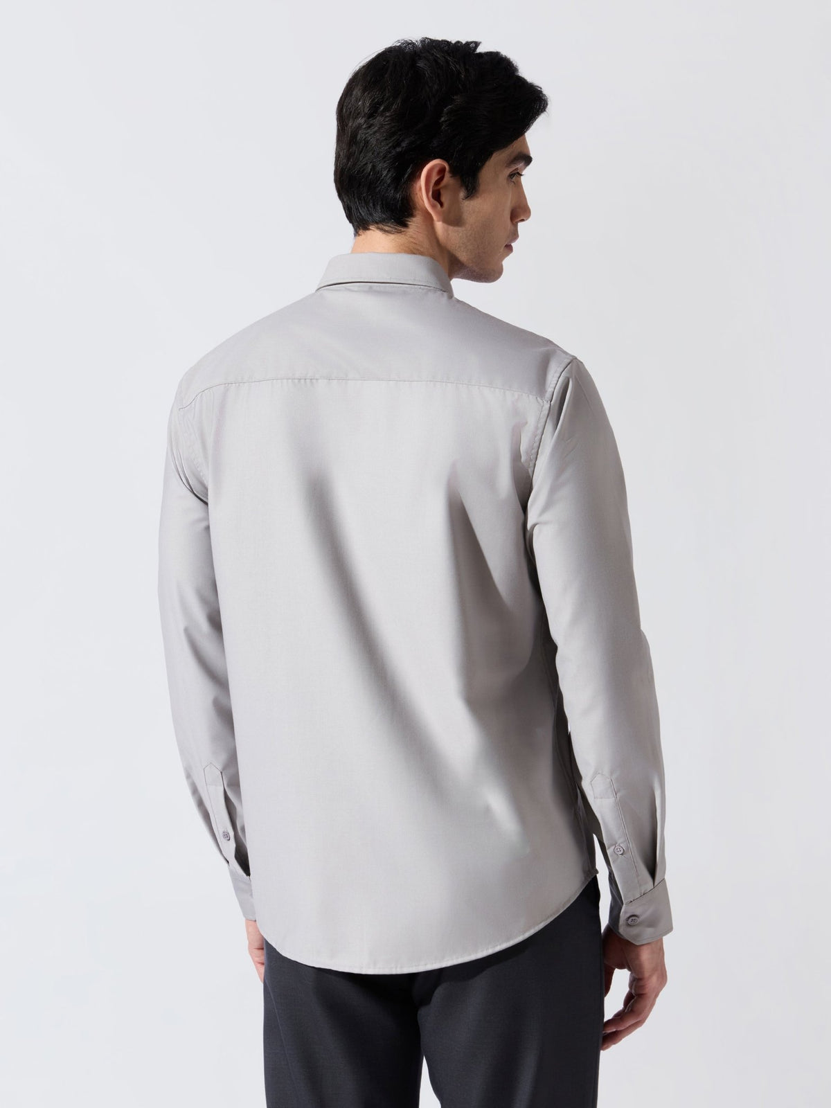 Vosha - Relaxed Fit Plain Shirt - Light Grey - Espanshe