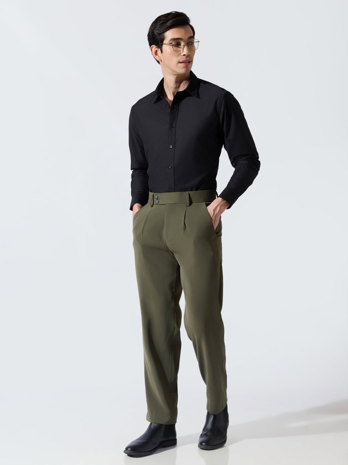 Vosha - Relaxed Fit Plain Shirt - Black - Espanshe