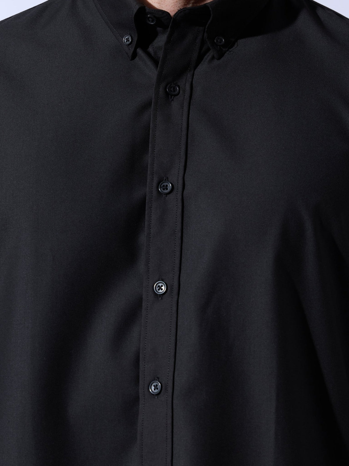 Vosha - Relaxed Fit Plain Shirt - Black - Espanshe
