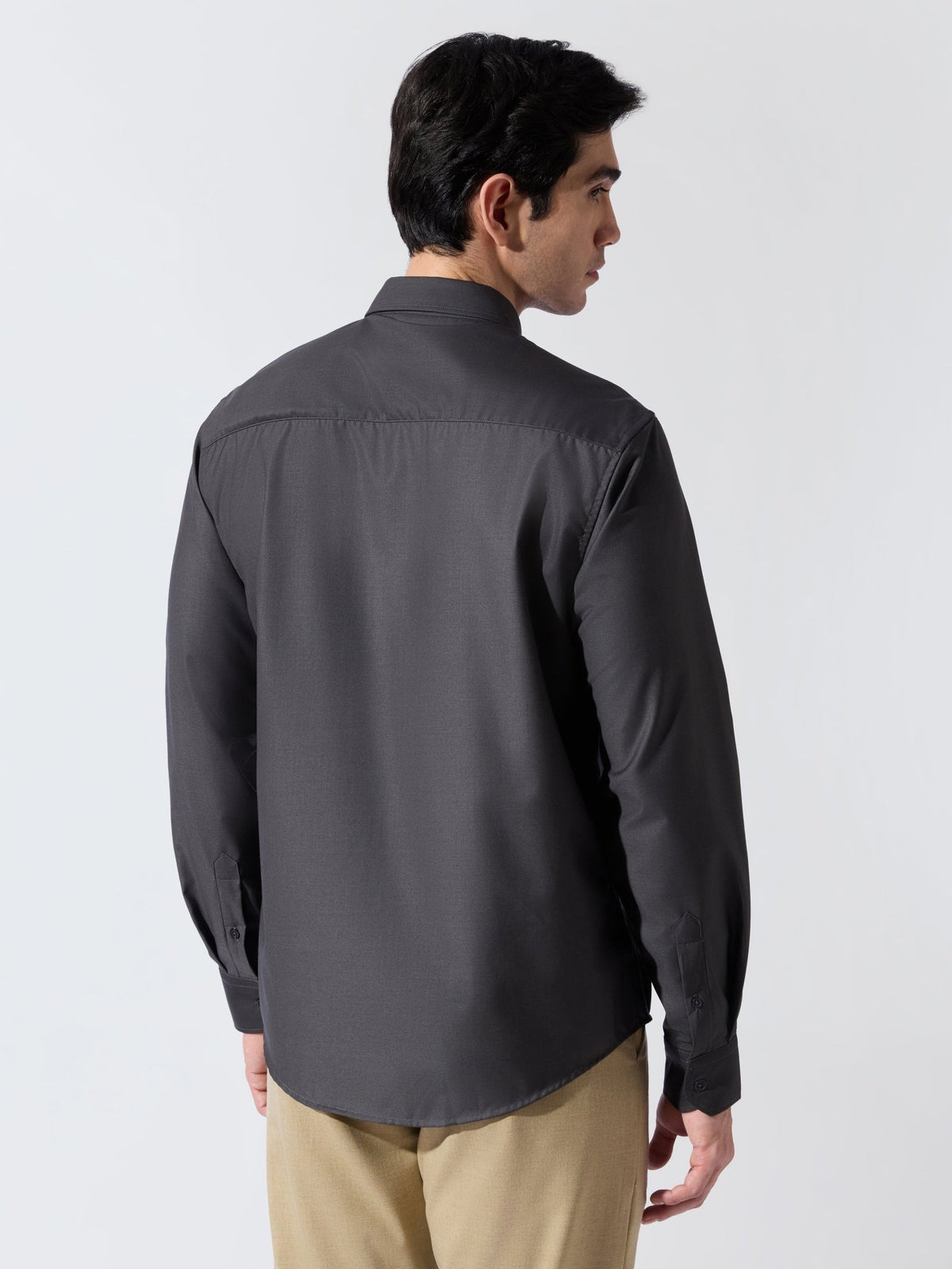 Vosha - Relaxed Fit Plain Shirt - Dark Grey - Espanshe