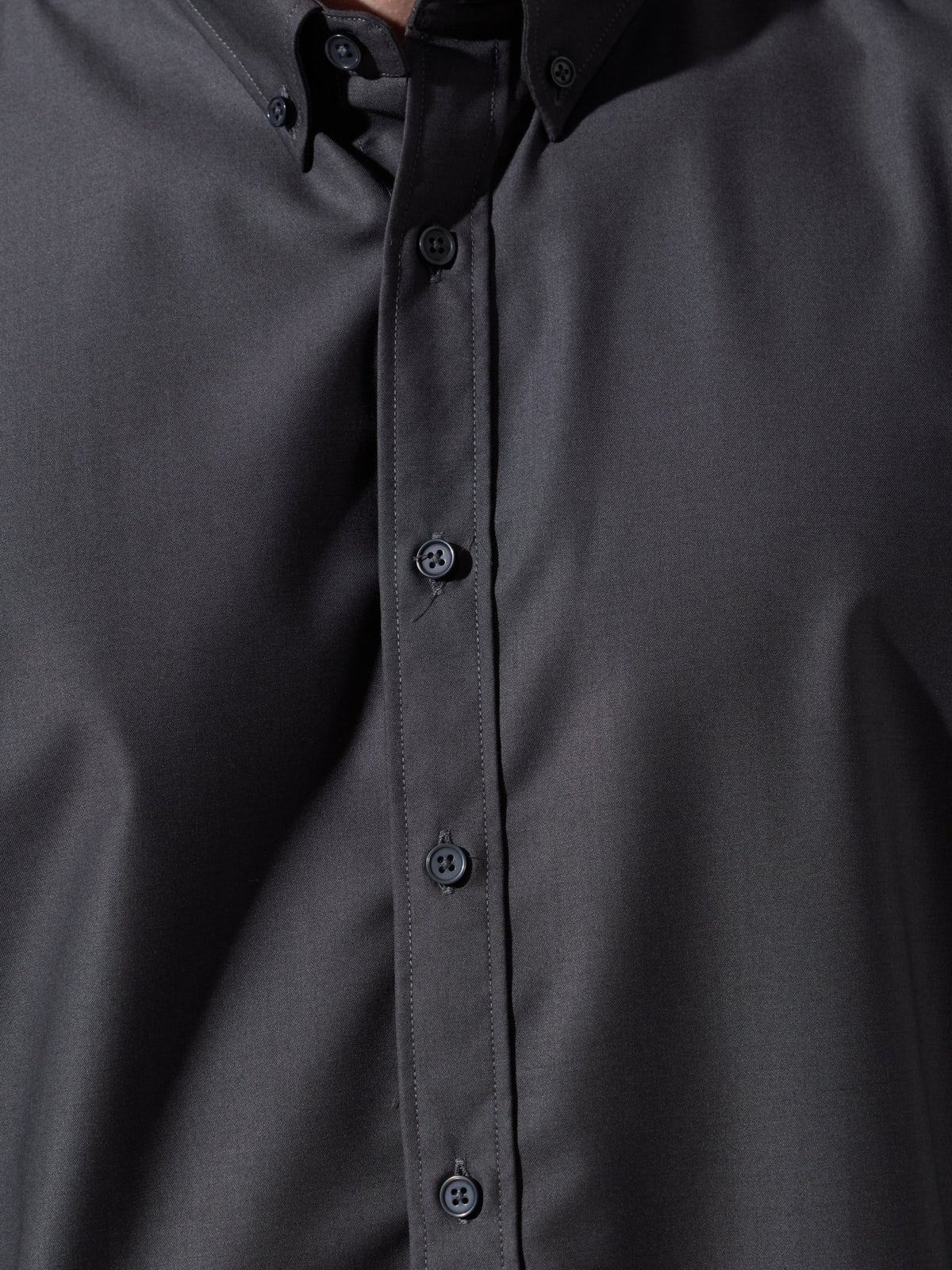 Vosha - Relaxed Fit Plain Shirt - Dark Grey - Espanshe