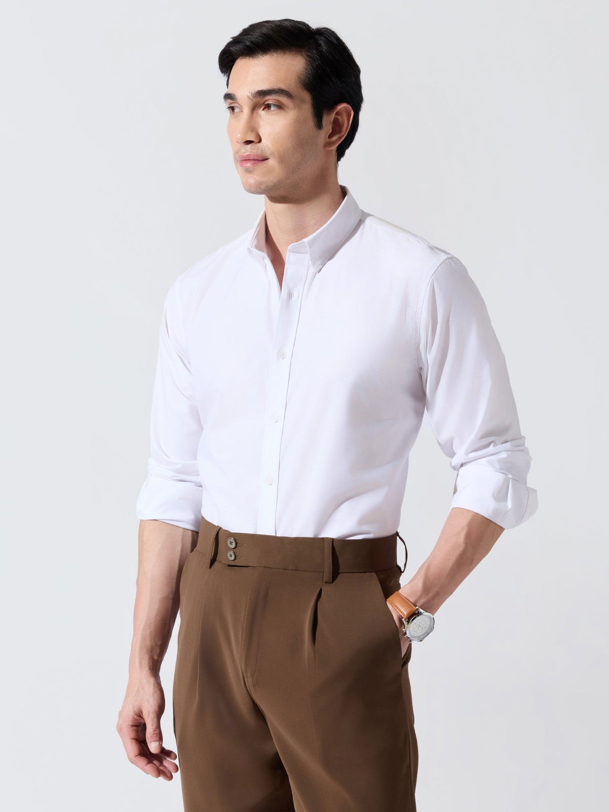 Vosha - Relaxed Fit Plain Shirt - White - Espanshe