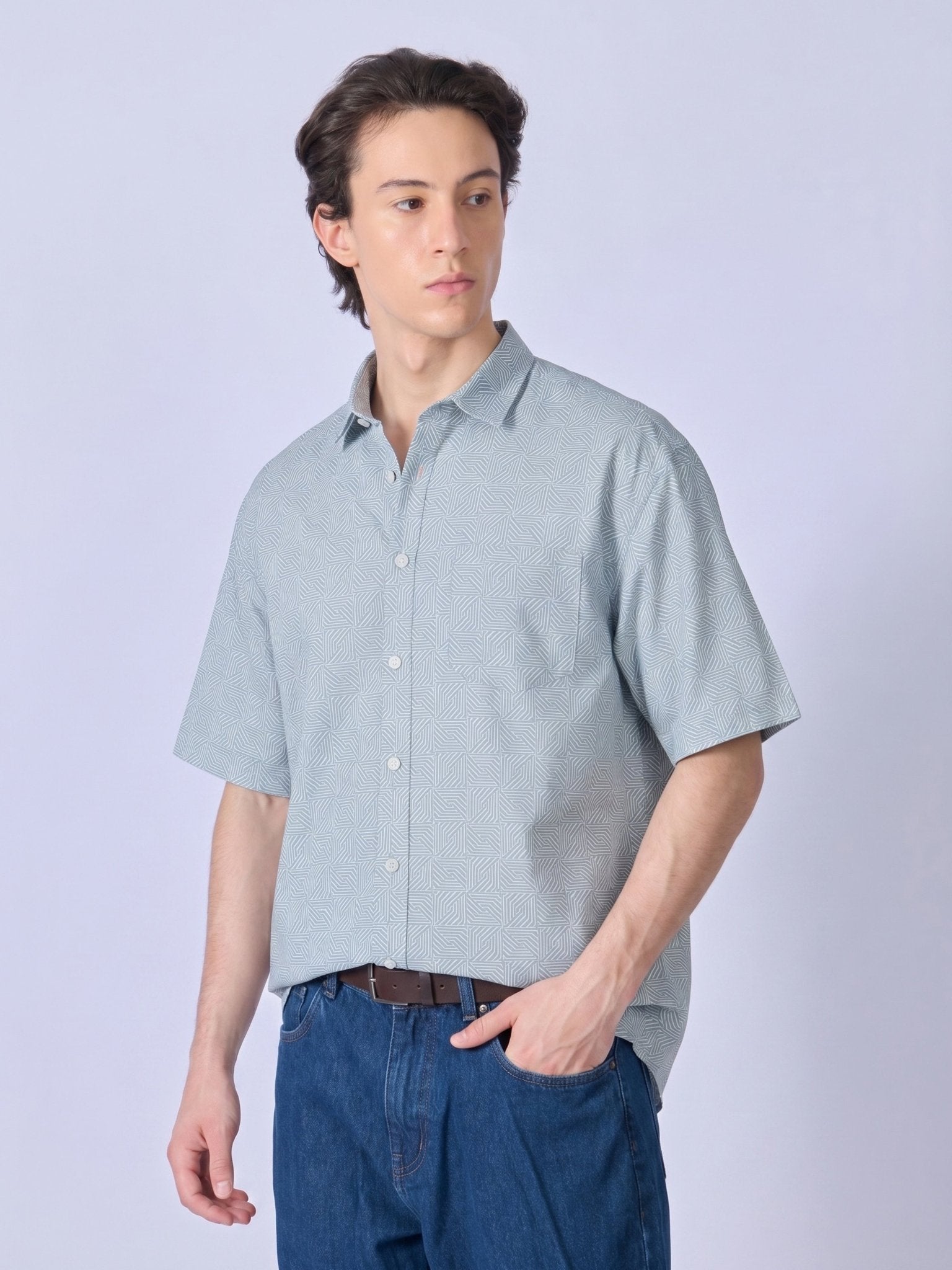 Vovomo - Half Sleeve Printed Shirt - Ocean Blue - Espanshe