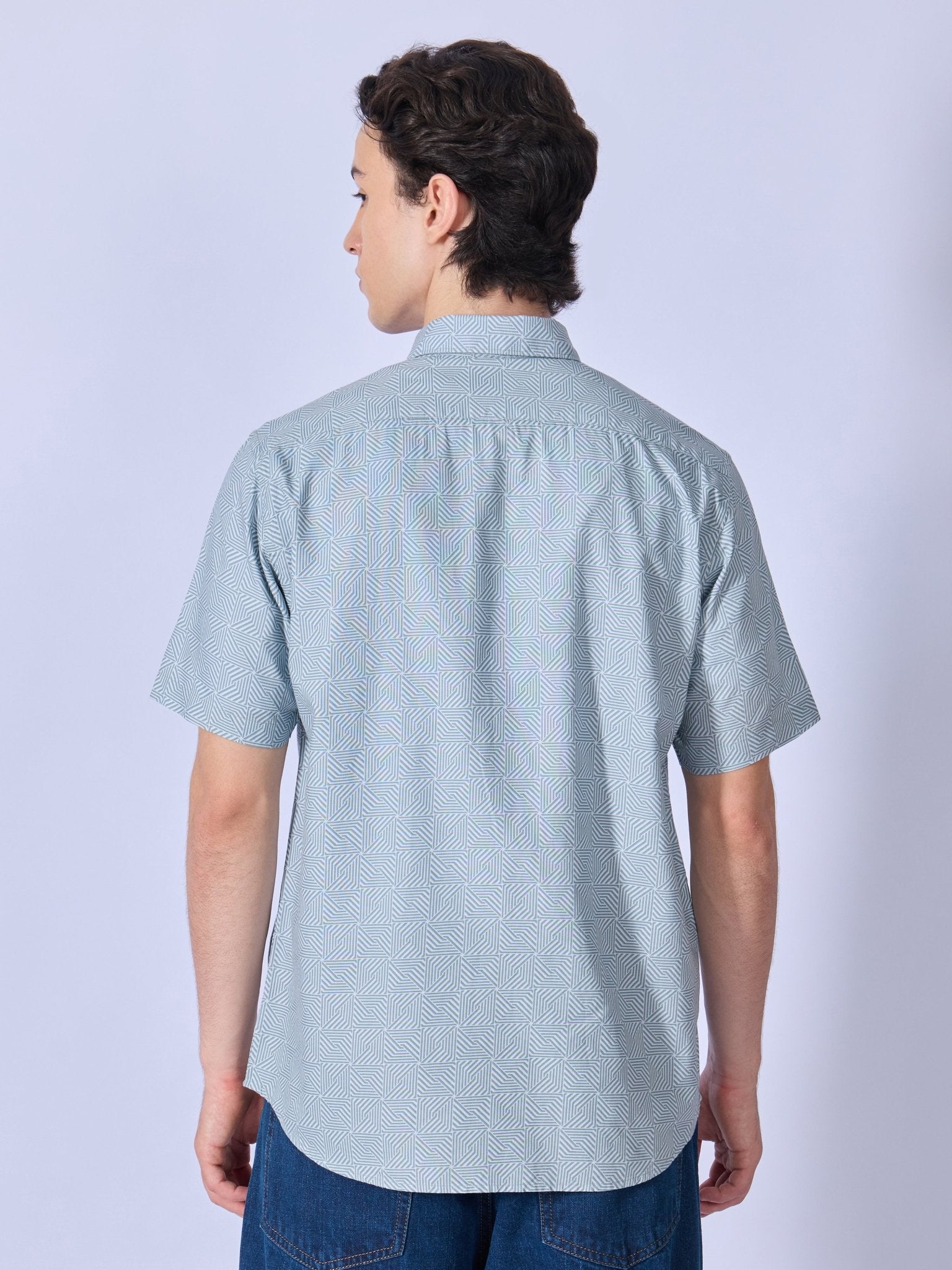 Vovomo - Half Sleeve Printed Shirt - Ocean Blue - Espanshe