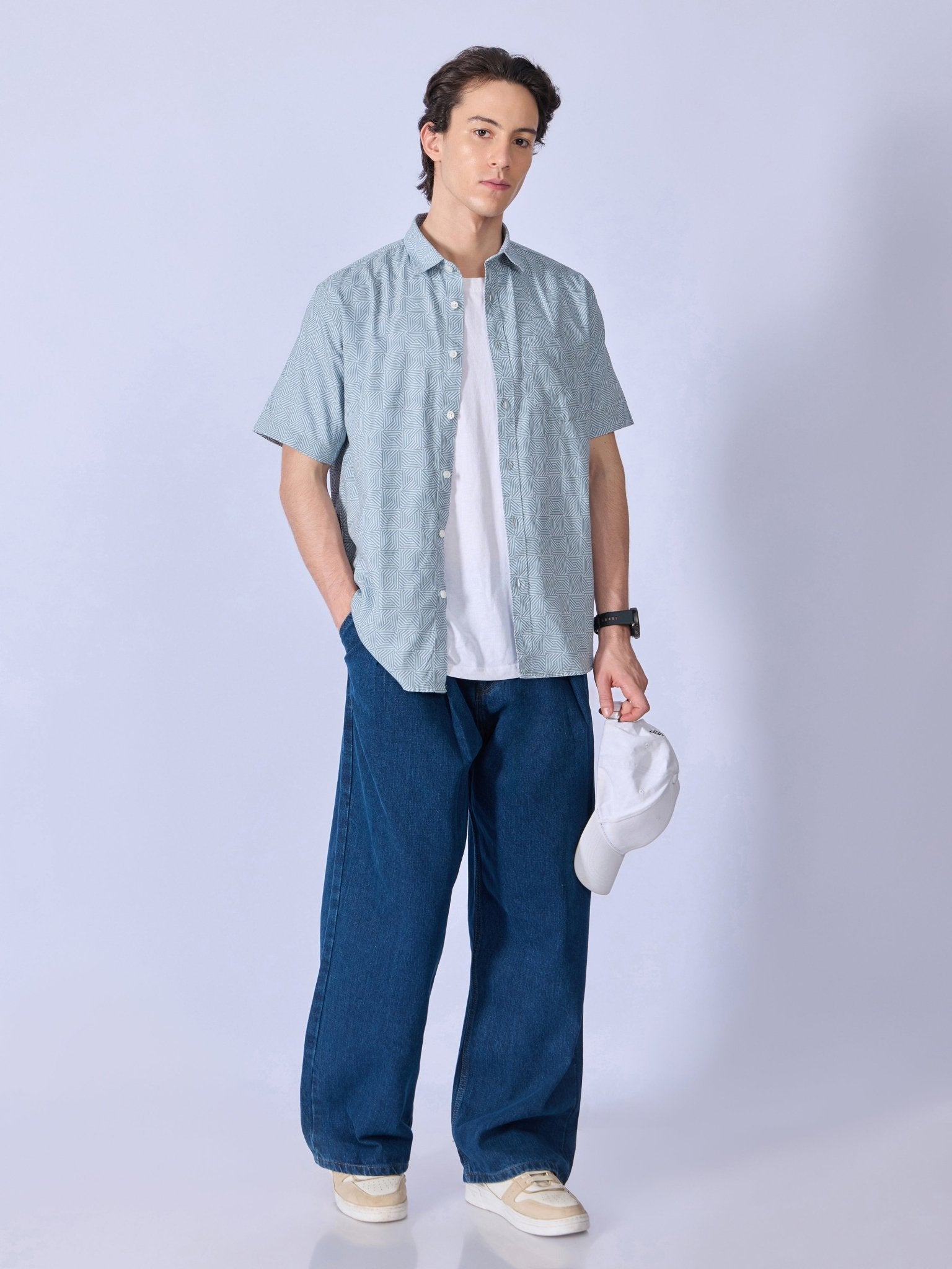 Vovomo - Half Sleeve Printed Shirt - Ocean Blue - Espanshe