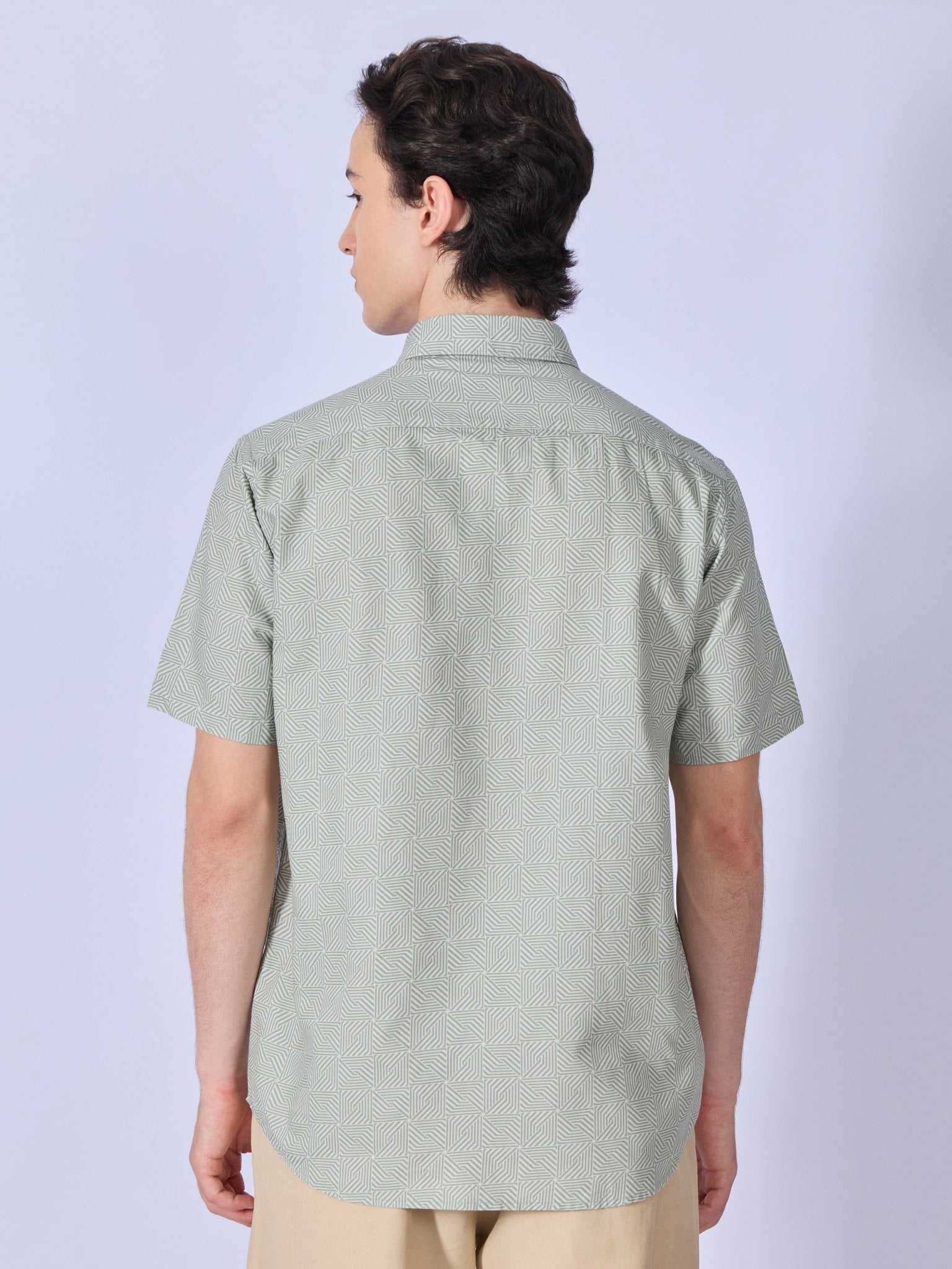 Vovomo - Half Sleeve Printed Shirt - Greyish Green - Espanshe