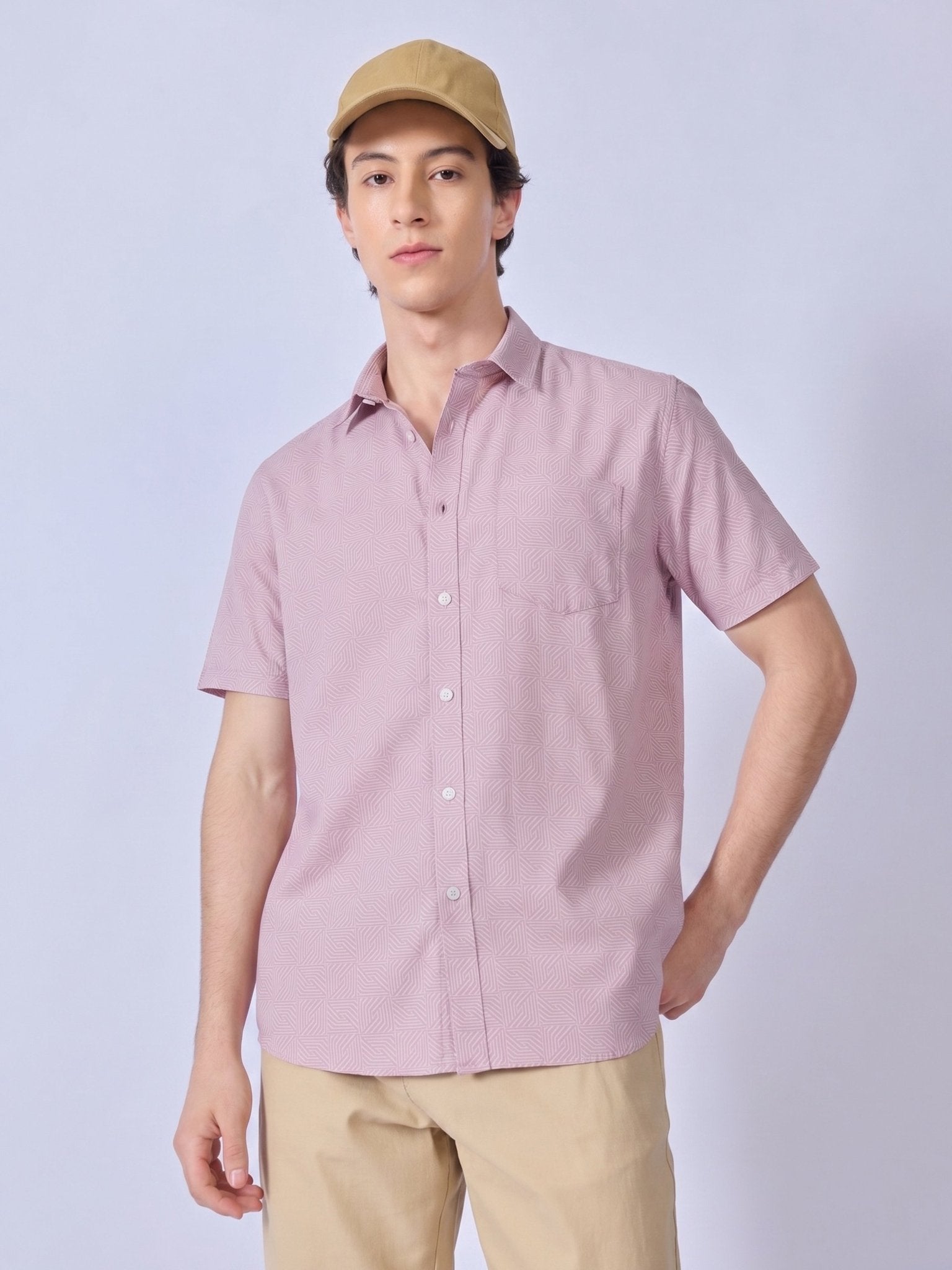 Vovomo - Half Sleeve Printed Shirt - Dusty Rose - Espanshe