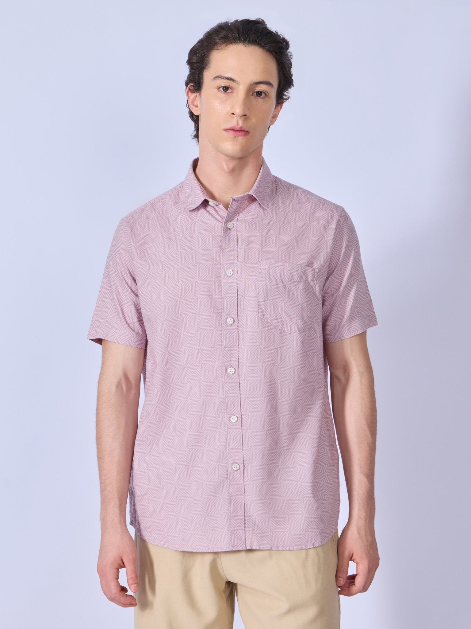 Vovomo - Half Sleeve Printed Shirt - Dusty Rose - Espanshe