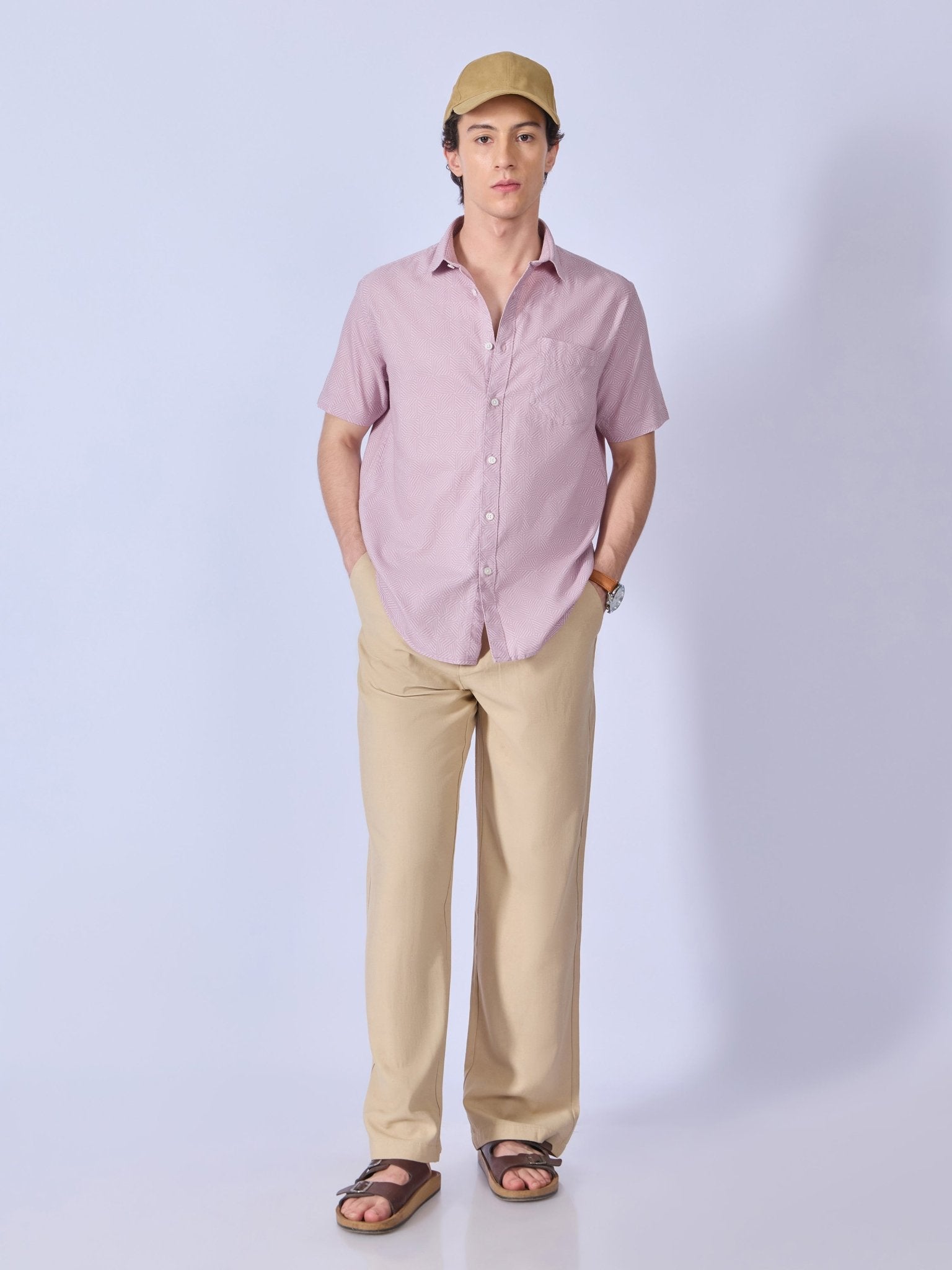 Vovomo - Half Sleeve Printed Shirt - Dusty Rose - Espanshe