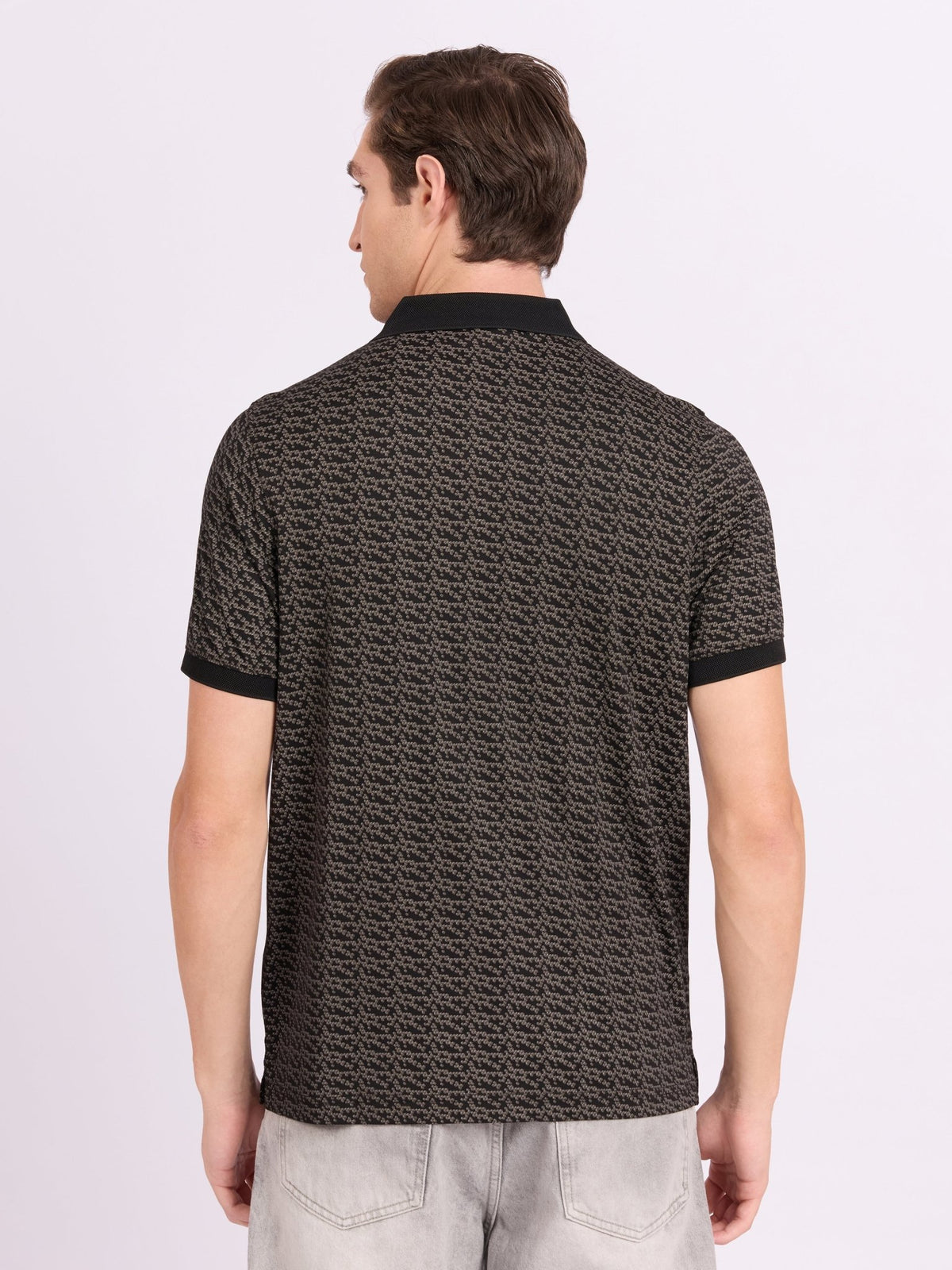 Xokeia - Regular Printed Polo T-Shirt - Black - Espanshe