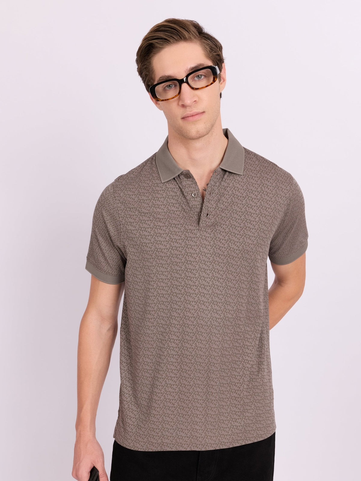 Xokeia - Regular Printed Polo T-Shirt - Brown - Espanshe