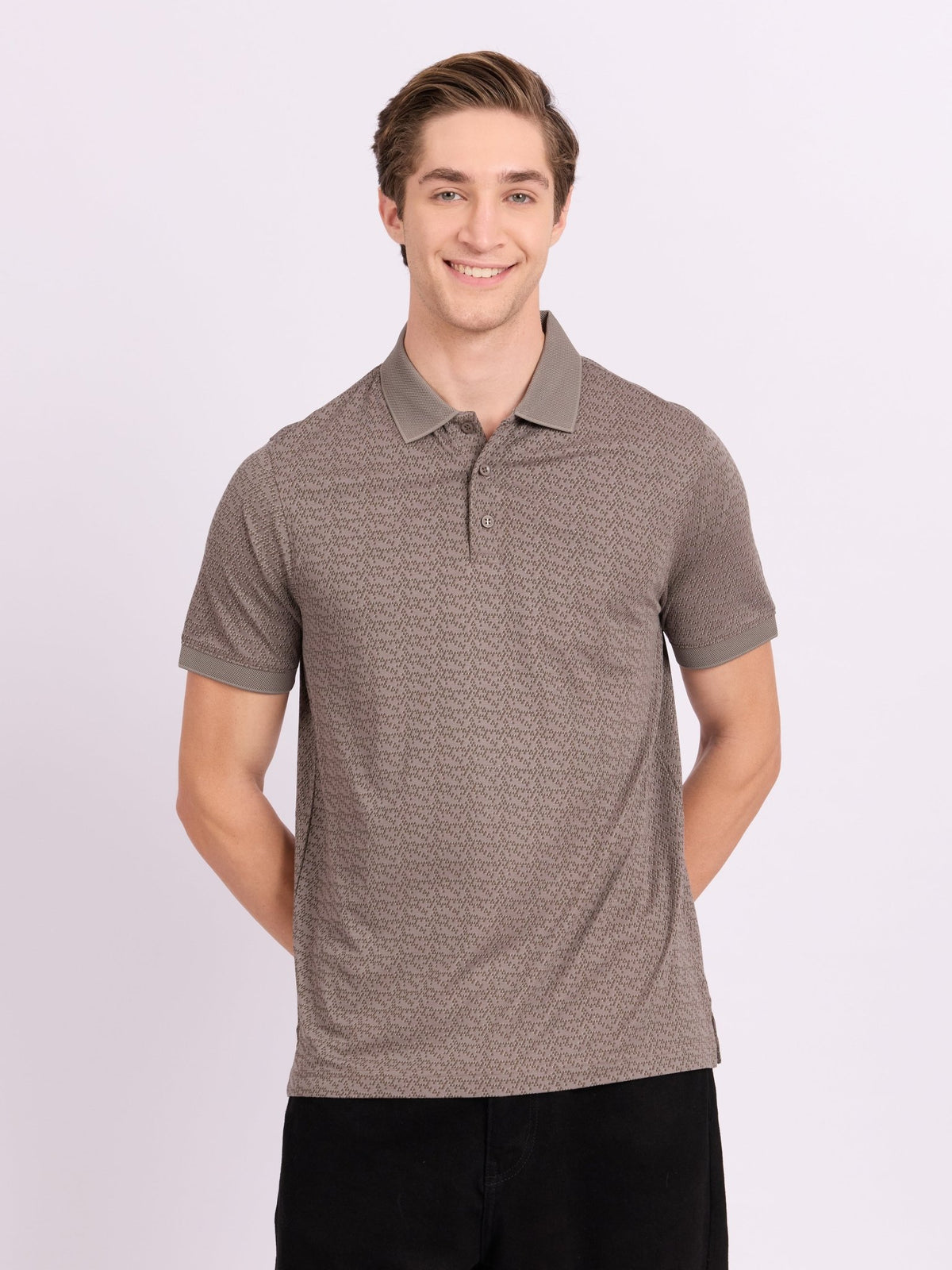 Xokeia - Regular Printed Polo T-Shirt - Brown - Espanshe