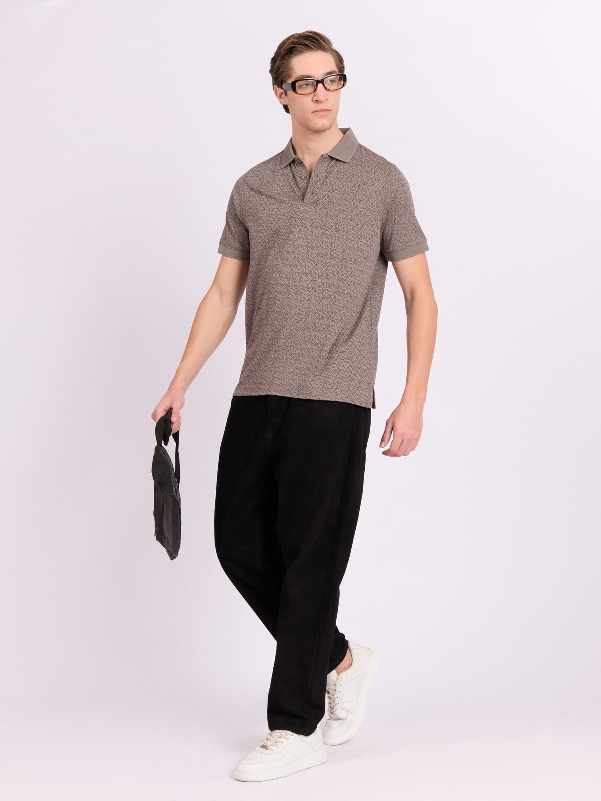 Xokeia - Regular Printed Polo T-Shirt - Brown - Espanshe