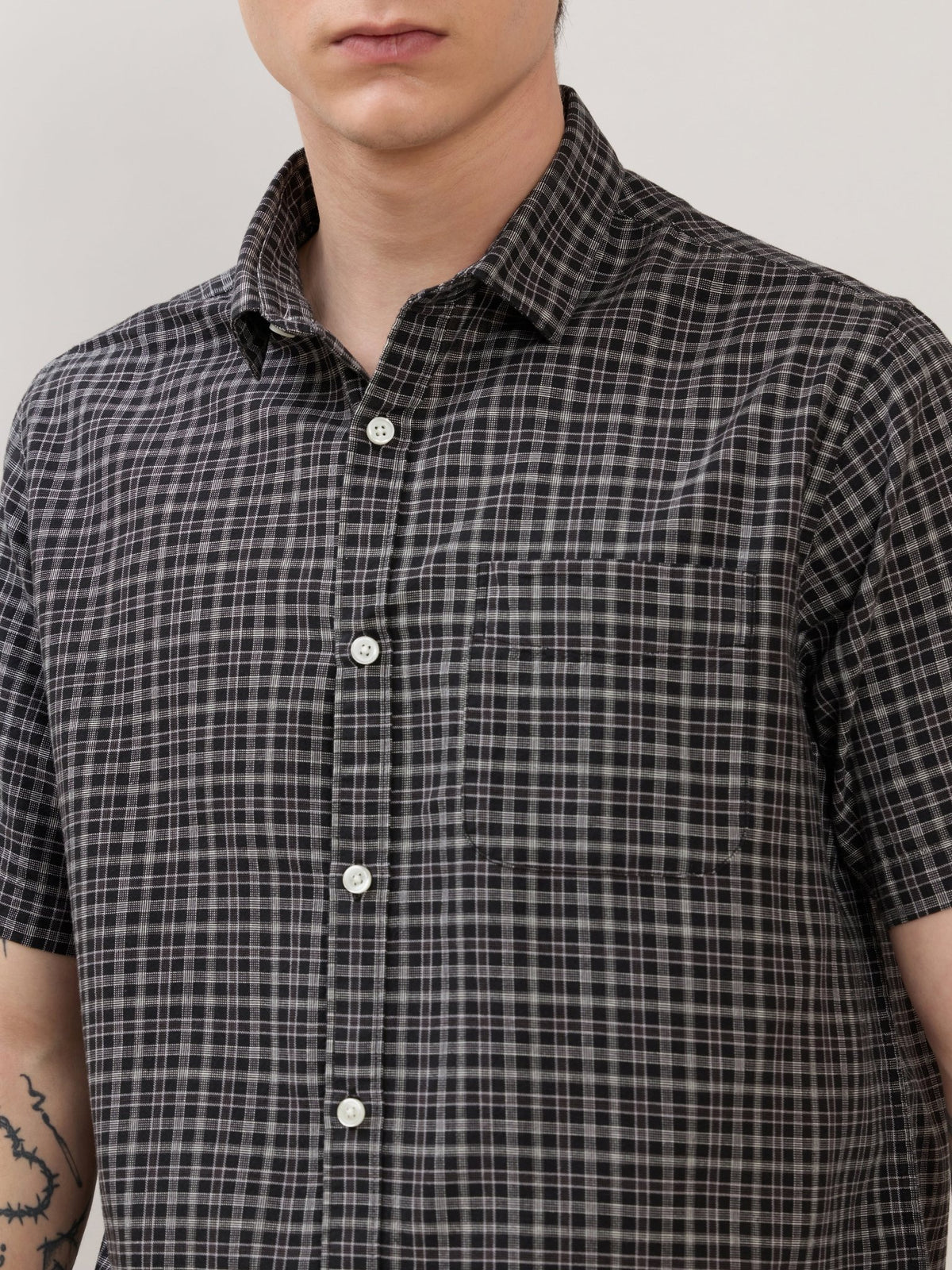 Zenamo - Relaxed Fit Micro Checks Shirt - Black - Espanshe