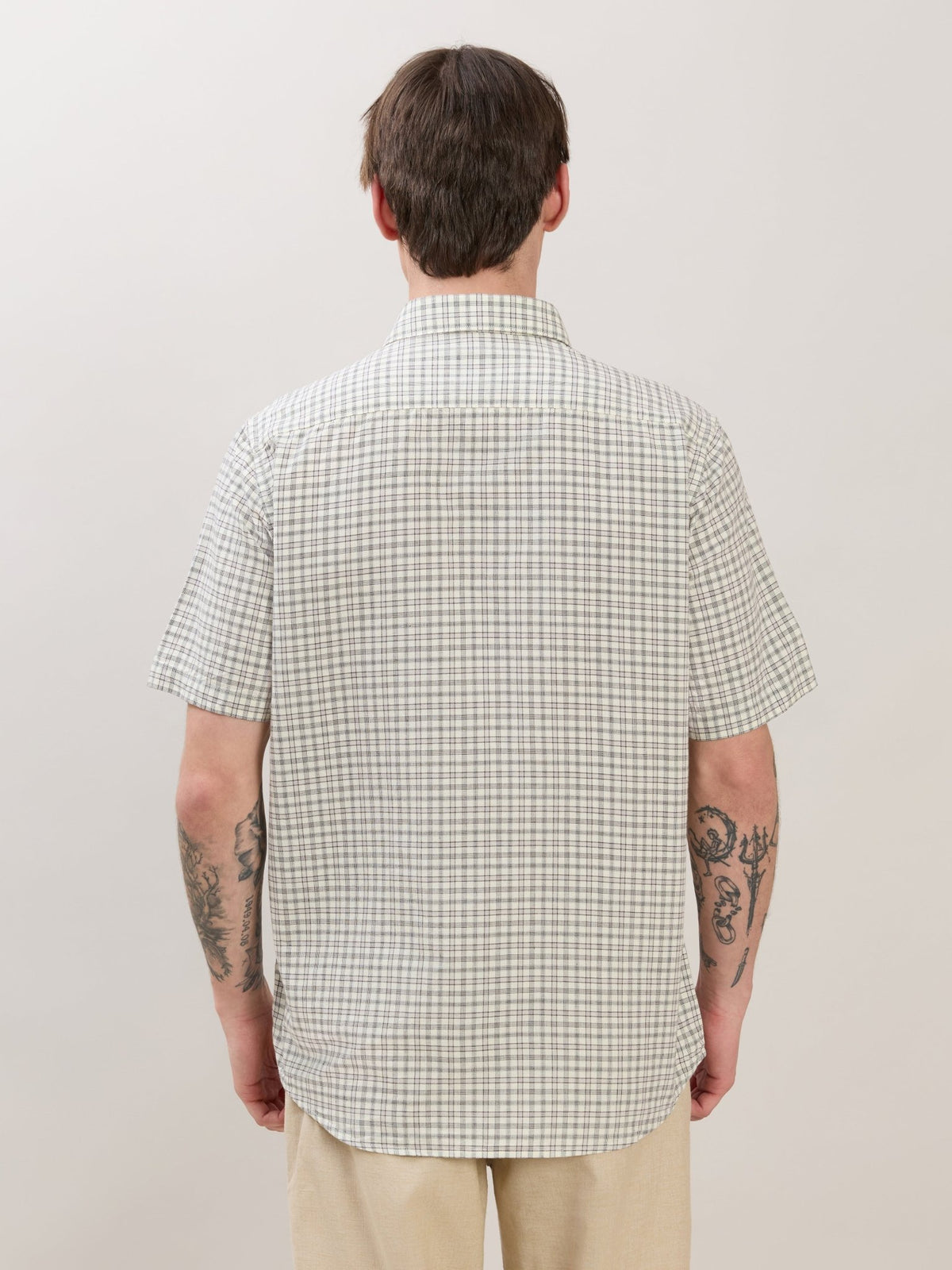 Zenamo - Relaxed Fit Micro Checks Shirt - Off White - Espanshe