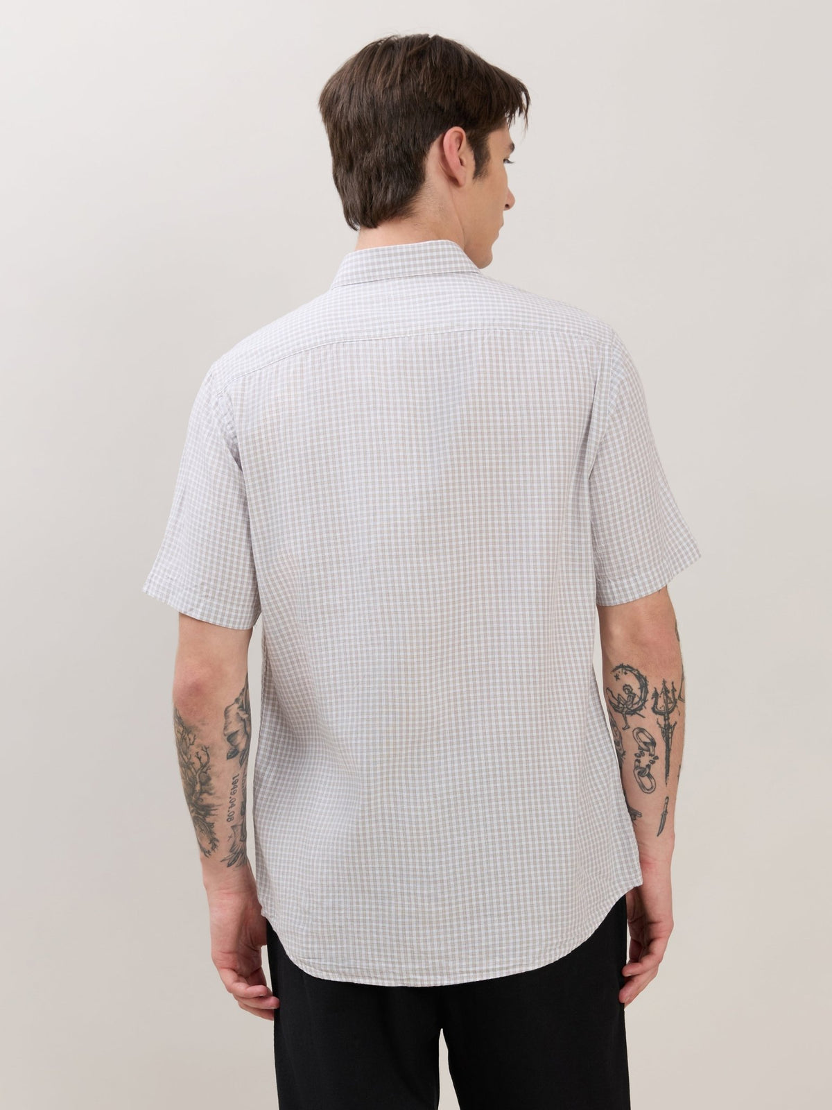 Zenamo - Relaxed Fit Micro Checks Shirt - White - Espanshe