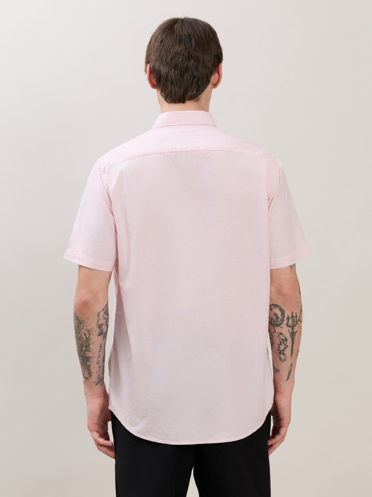Zenamo - Relaxed Fit Micro Checks Shirt - Light Pink - Espanshe
