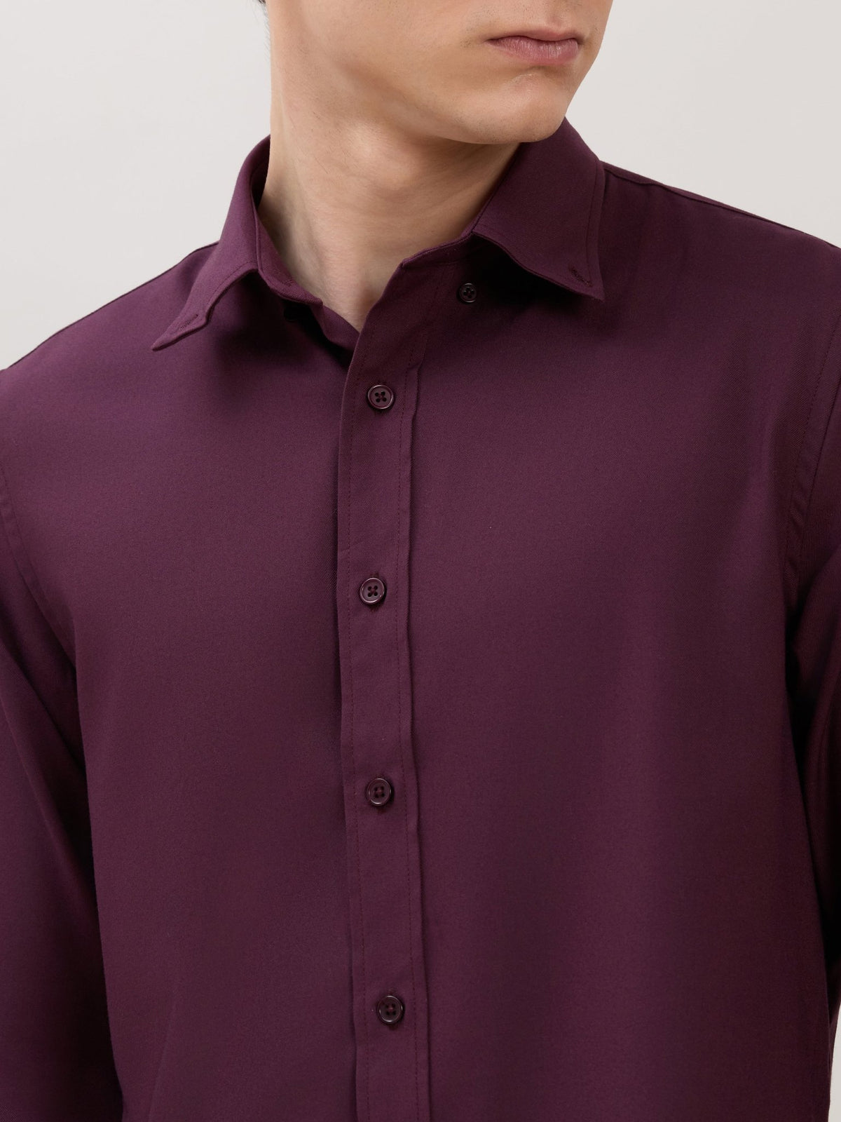 Zero - Relaxed Fit Plain Shirt - Maroon - Espanshe