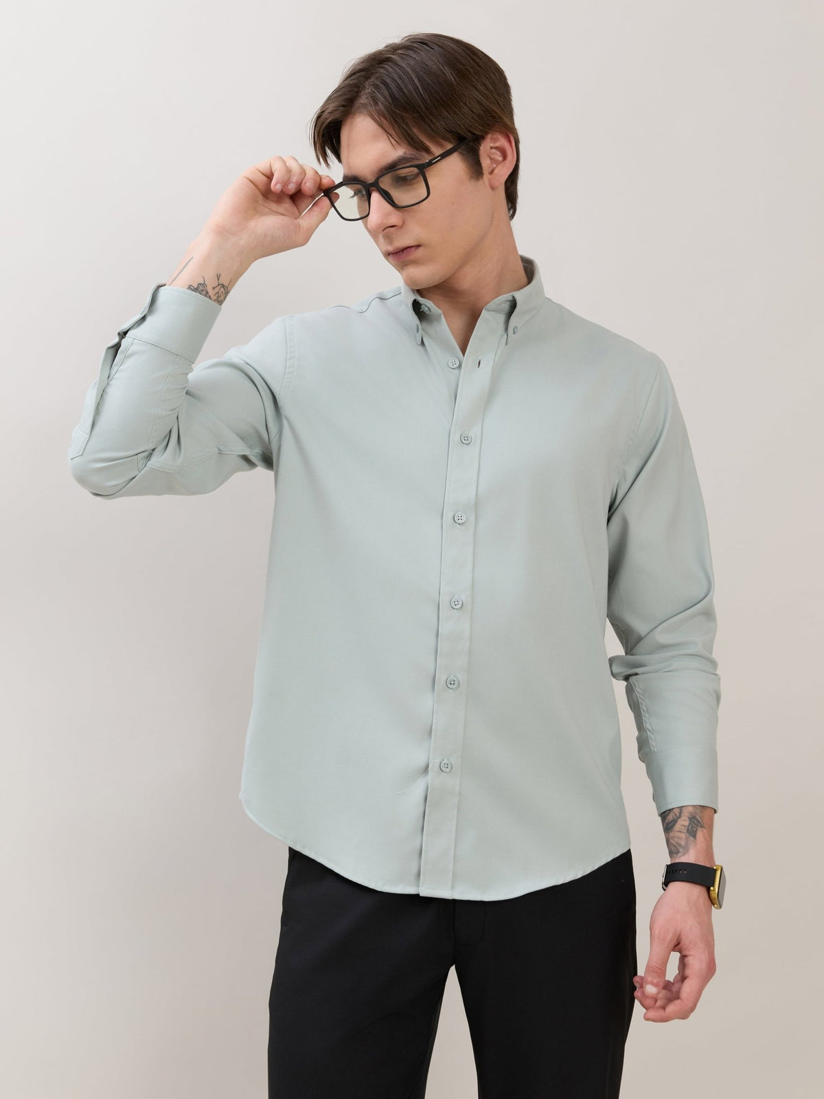 Zero - Relaxed Fit Plain Shirt - Seafoam Green - Espanshe