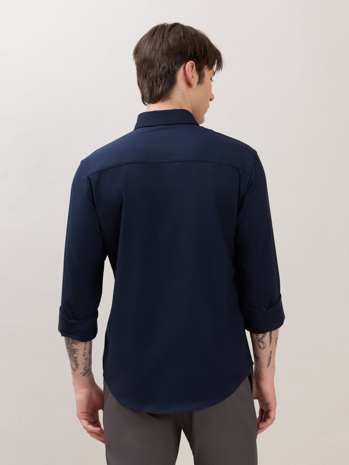 Zero - Relaxed Fit Plain Shirt - Navy Blue - Espanshe