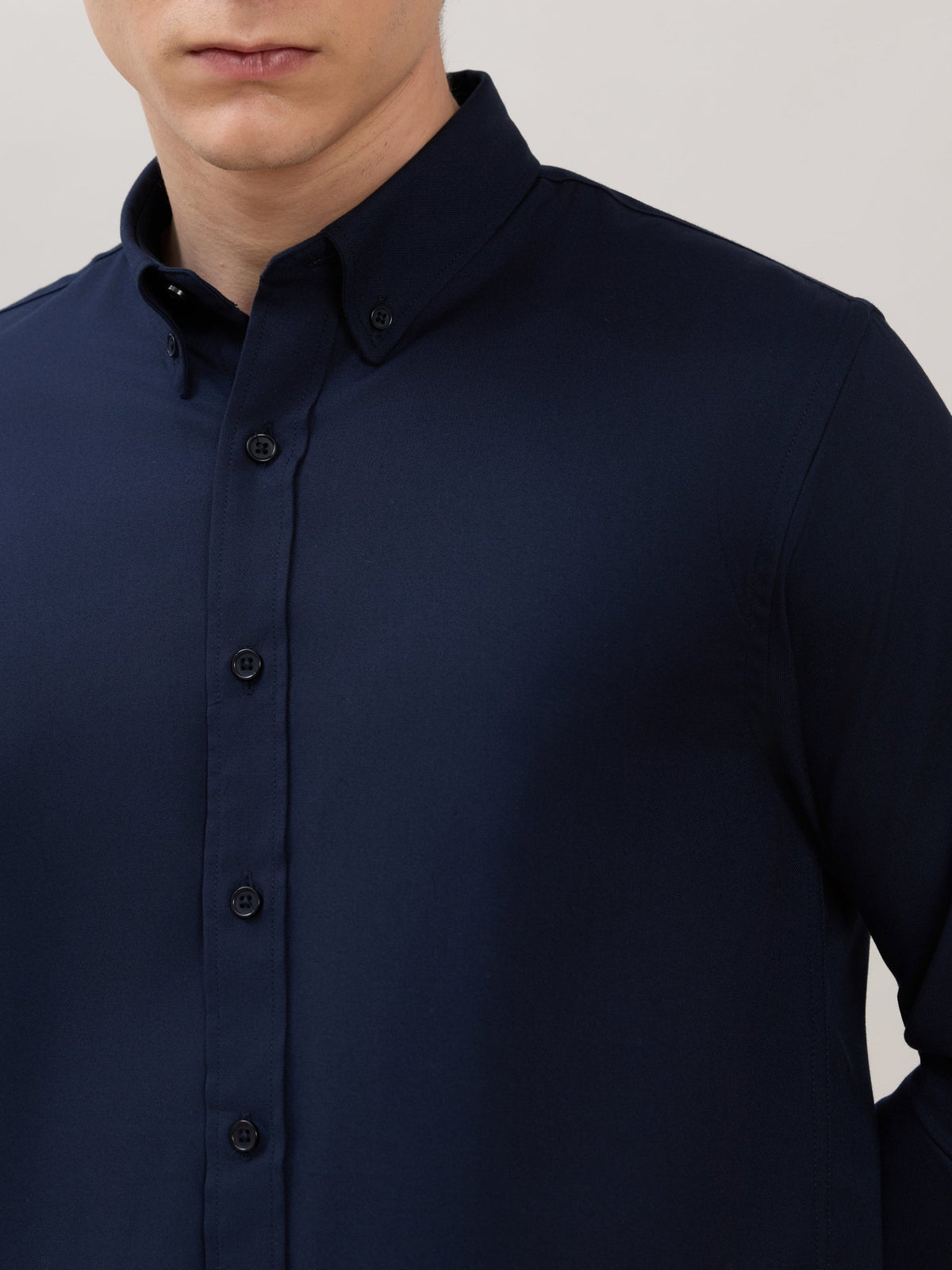 Zero - Relaxed Fit Plain Shirt - Navy Blue - Espanshe