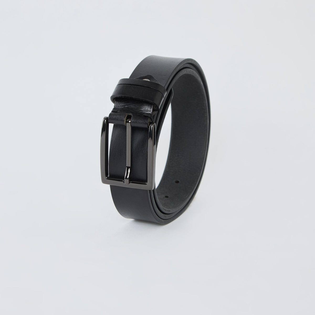 Textured Genuine Leather Belt - Black - Espanshe