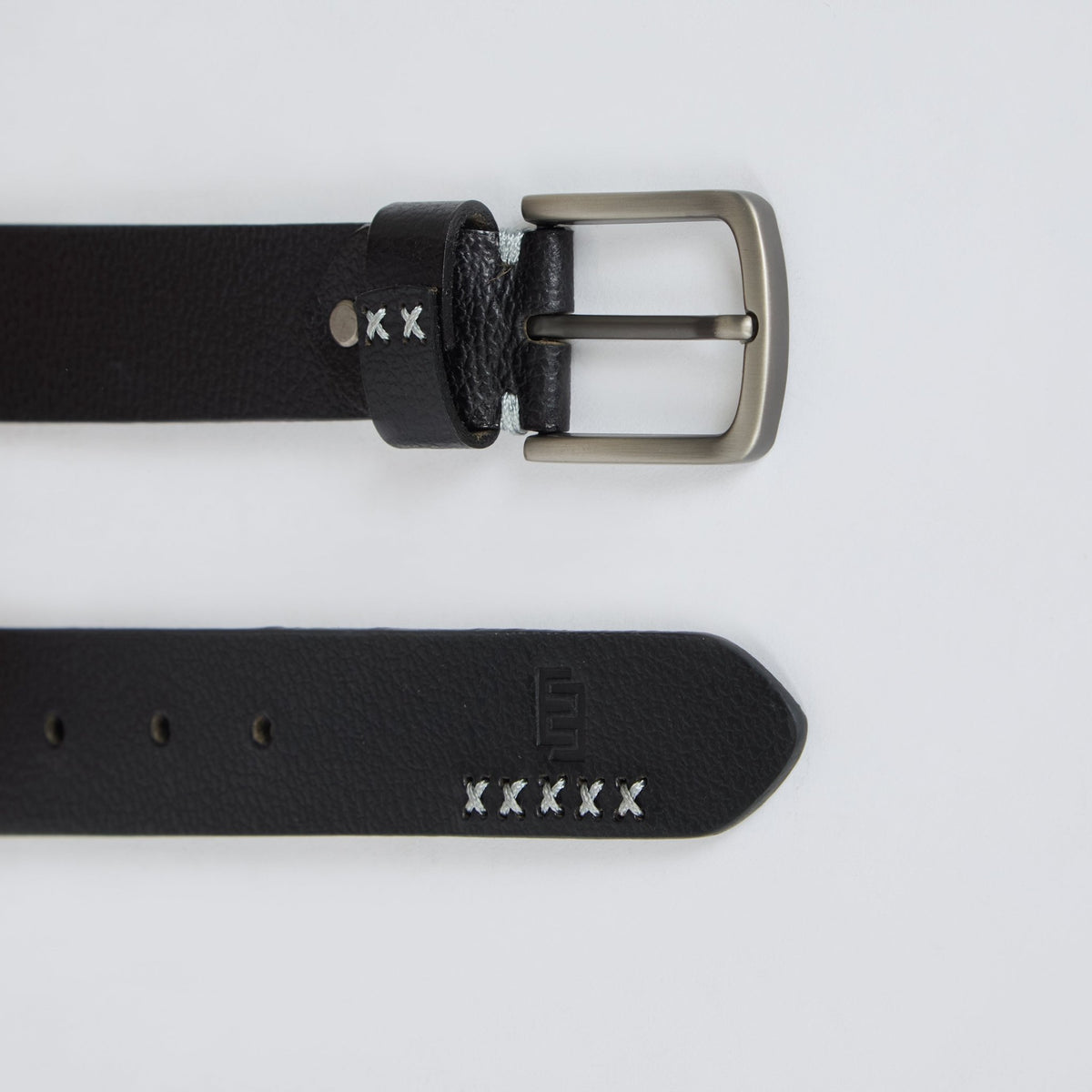 Gray Textured Genuine Leather Belt - Black - Espanshe