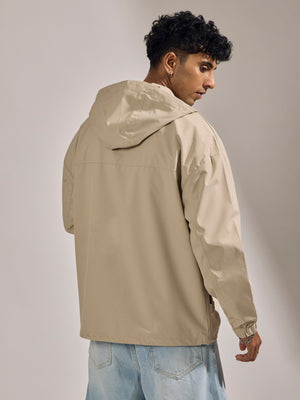 men's light biege hooded nylon jacket made from nylon blend, lightweight and durable
lightweight jakcet for men